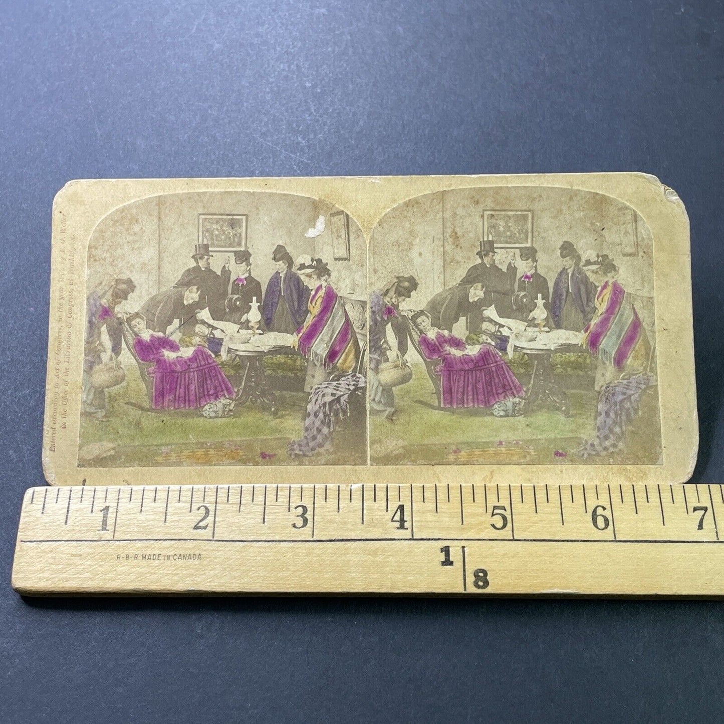 Antique 1878 Husband And Wife Surprise Party Stereoview Photo Card P4014