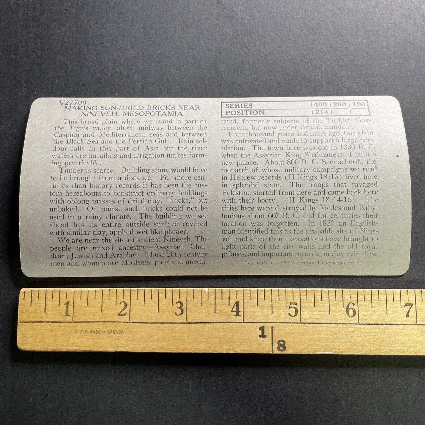 Antique 1918 Handmade Bricks In Mosul Nineveh Iraq Stereoview Photo Card P1728