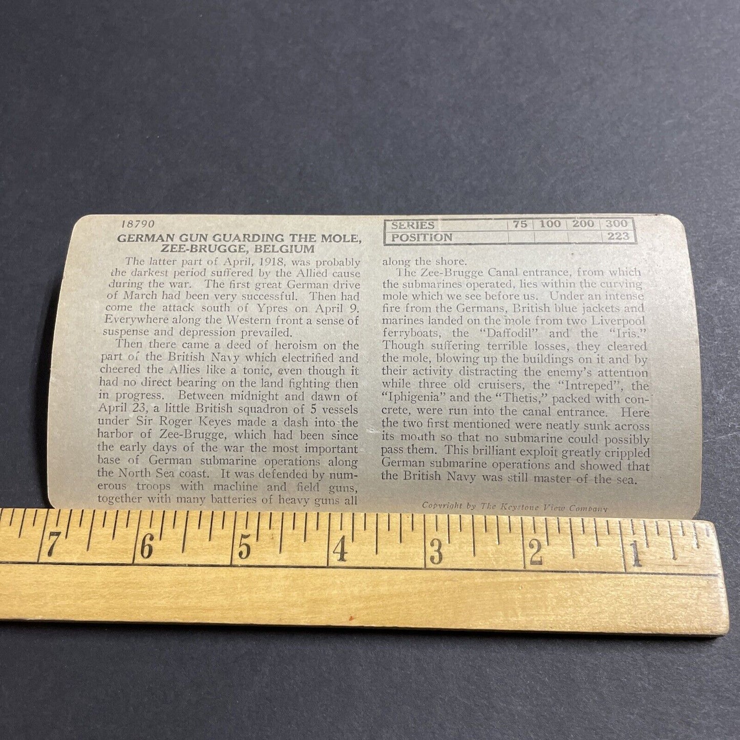 Antique 1919 German Heavy Artillery WW1 Gun Zeebrugge Stereoview Photo Card 4995