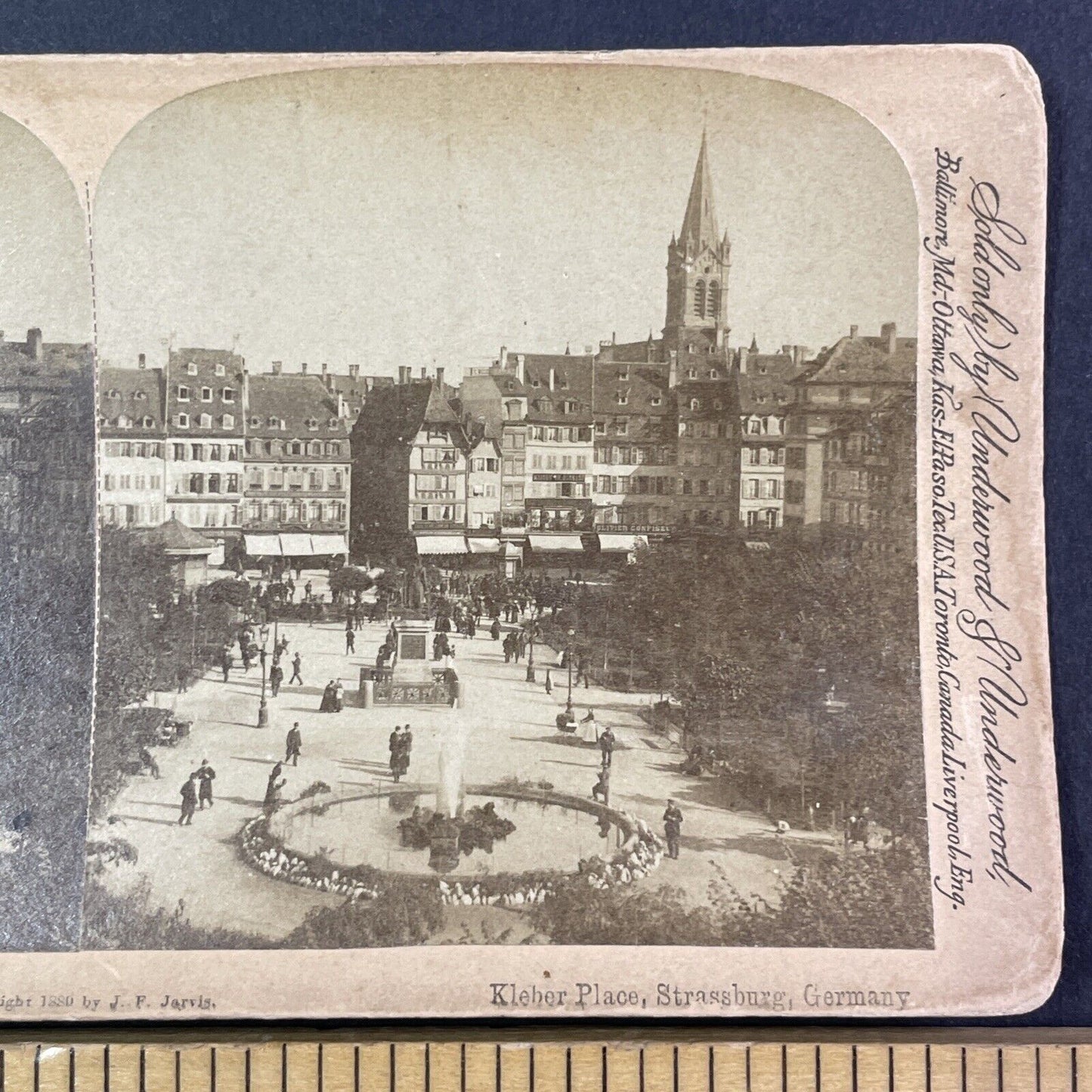 Place Kleber Strasbourg France Stereoview J.F. Jarvis Antique c1880 Y2184