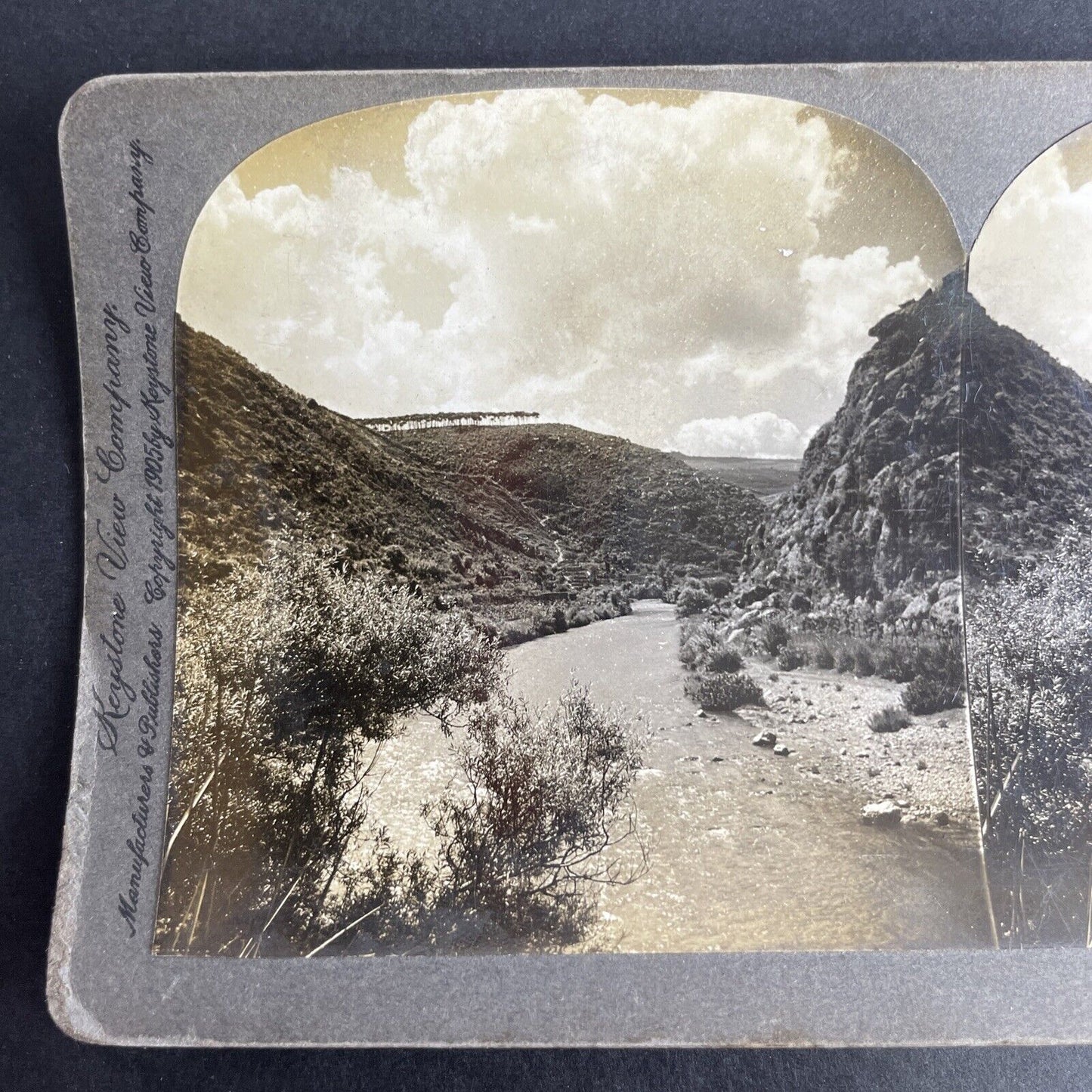 Antique 1905 Nahr El-Kalb Dog River Lebanon (Syria) Stereoview Photo Card P1035