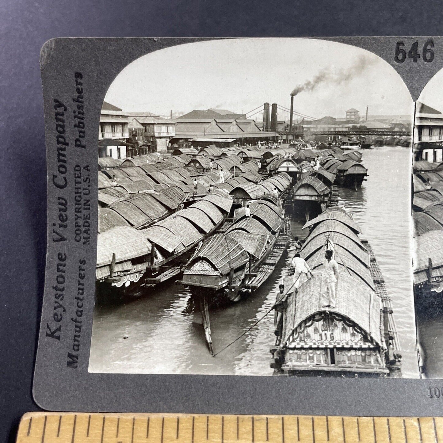 Antique 1910s Shipping Port Manila Philippines Stereoview Photo Card P3625