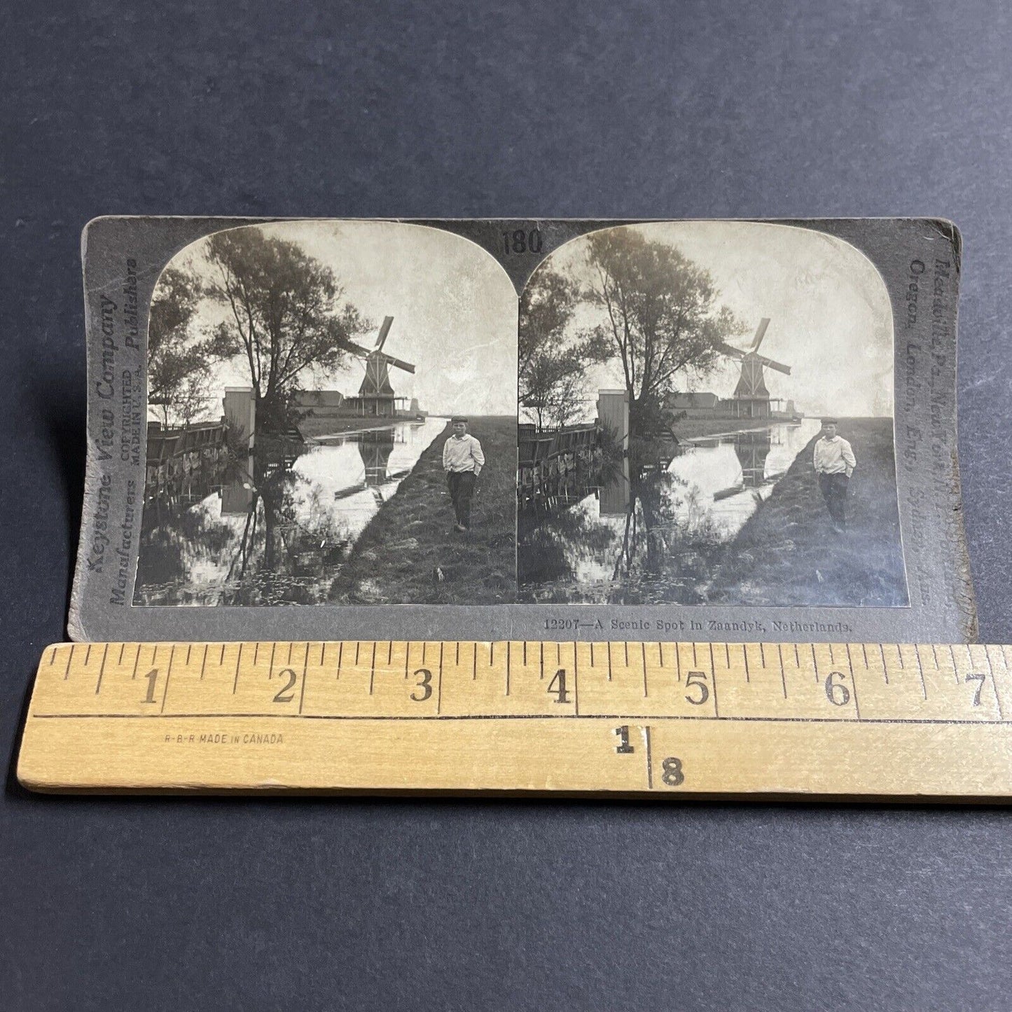 Antique 1910s Dutch Boy In Zaandijk Netherlands Stereoview Photo Card P5198