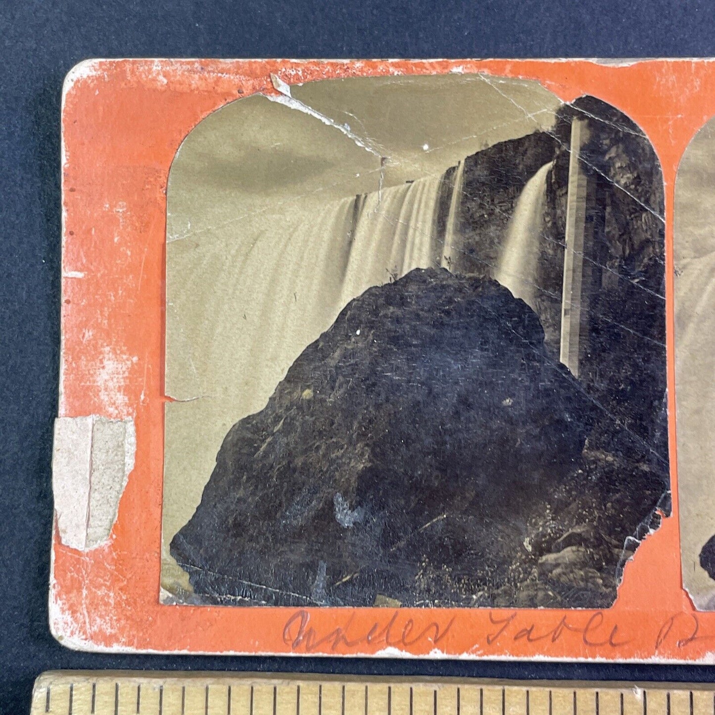 Table Rock After the Collapse Stereoview Niagara Falls ON Antique c1860s X4119