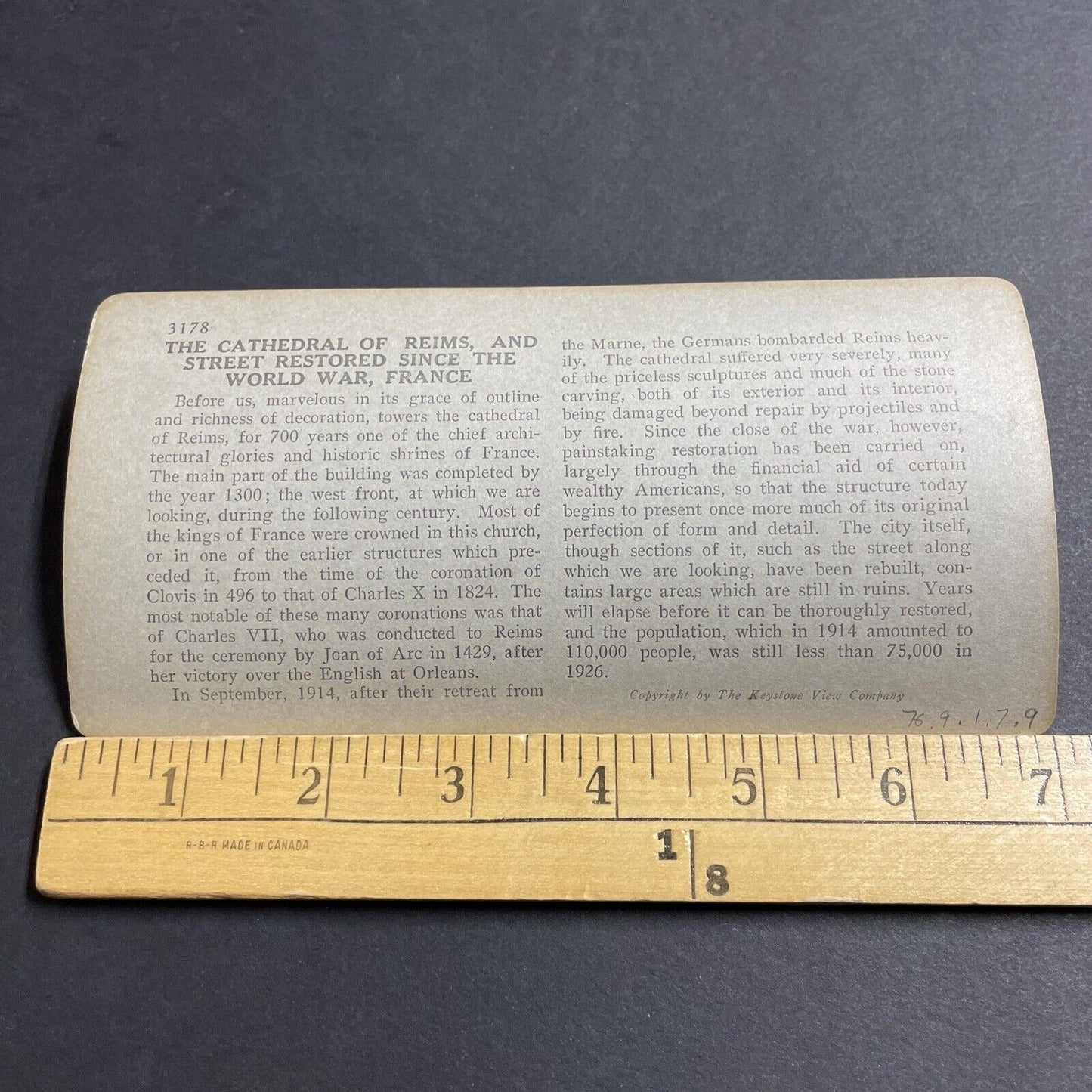 Antique 1920s The Cathedral Church In Reims France Stereoview Photo Card P5143