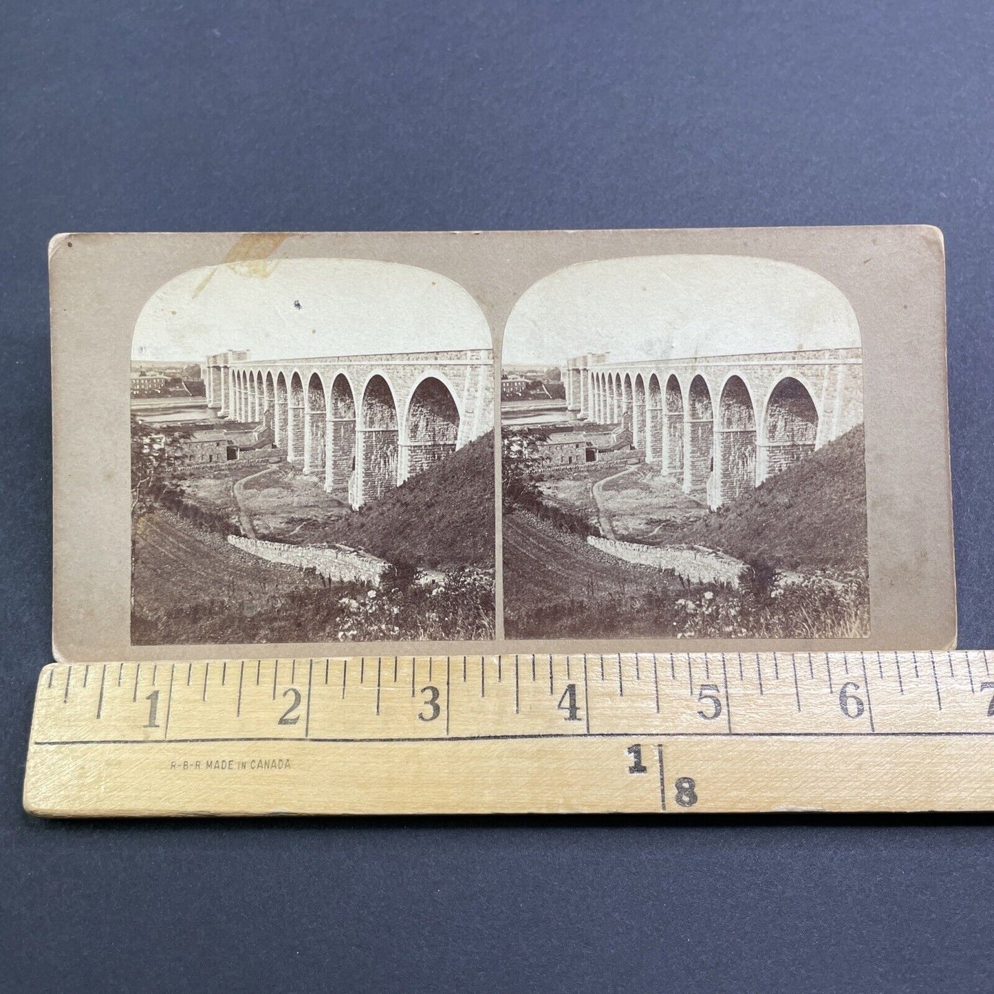 Antique 1860s Boyne Stone Viaduct Drogheda Ireland Stereoview Photo Card V522