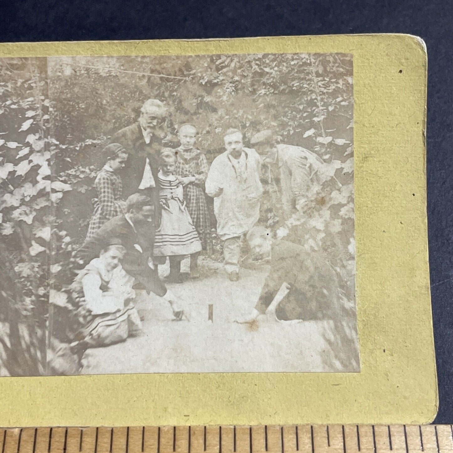 Antique 1870s Small Circus Magician With Firecracker Stereoview Photo Card P4647