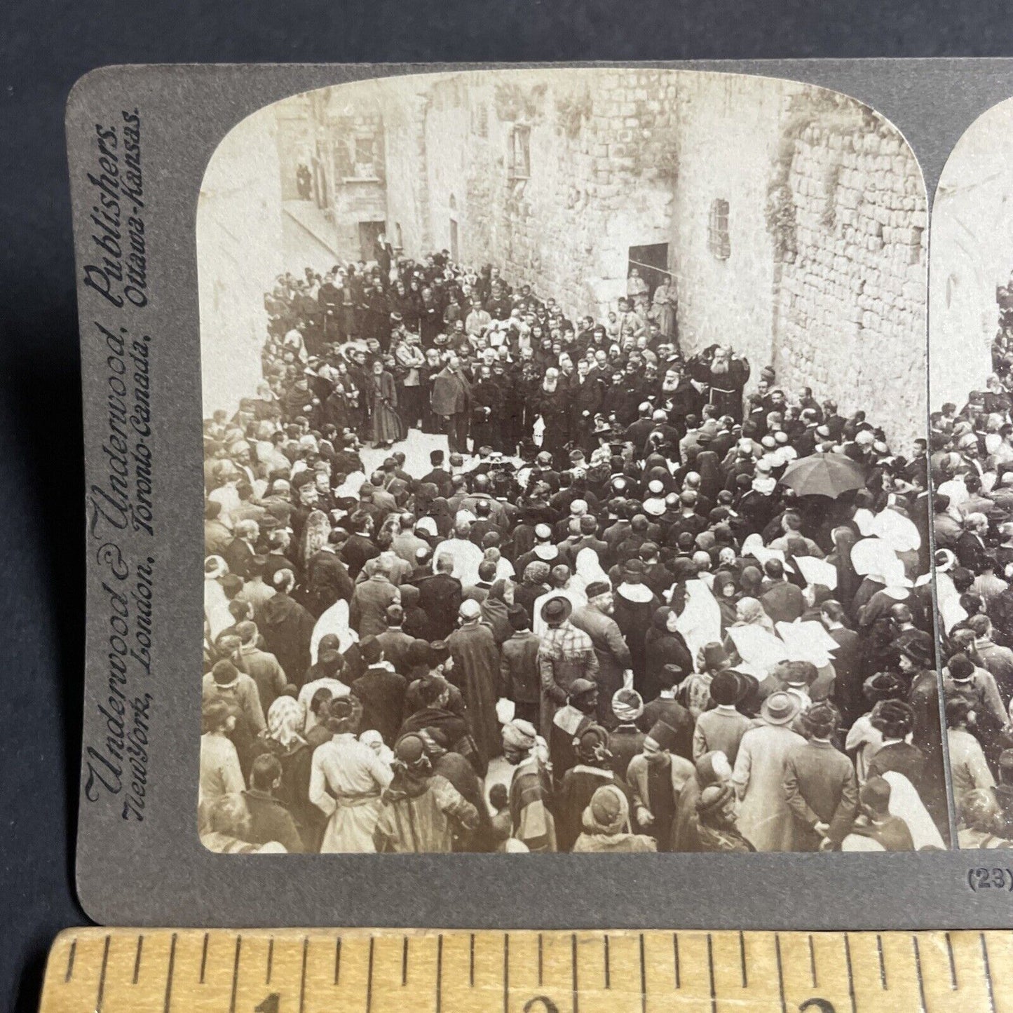 Antique 1897 Christian Jewish Muslim Pilgrims Israel Stereoview Photo Card P4482
