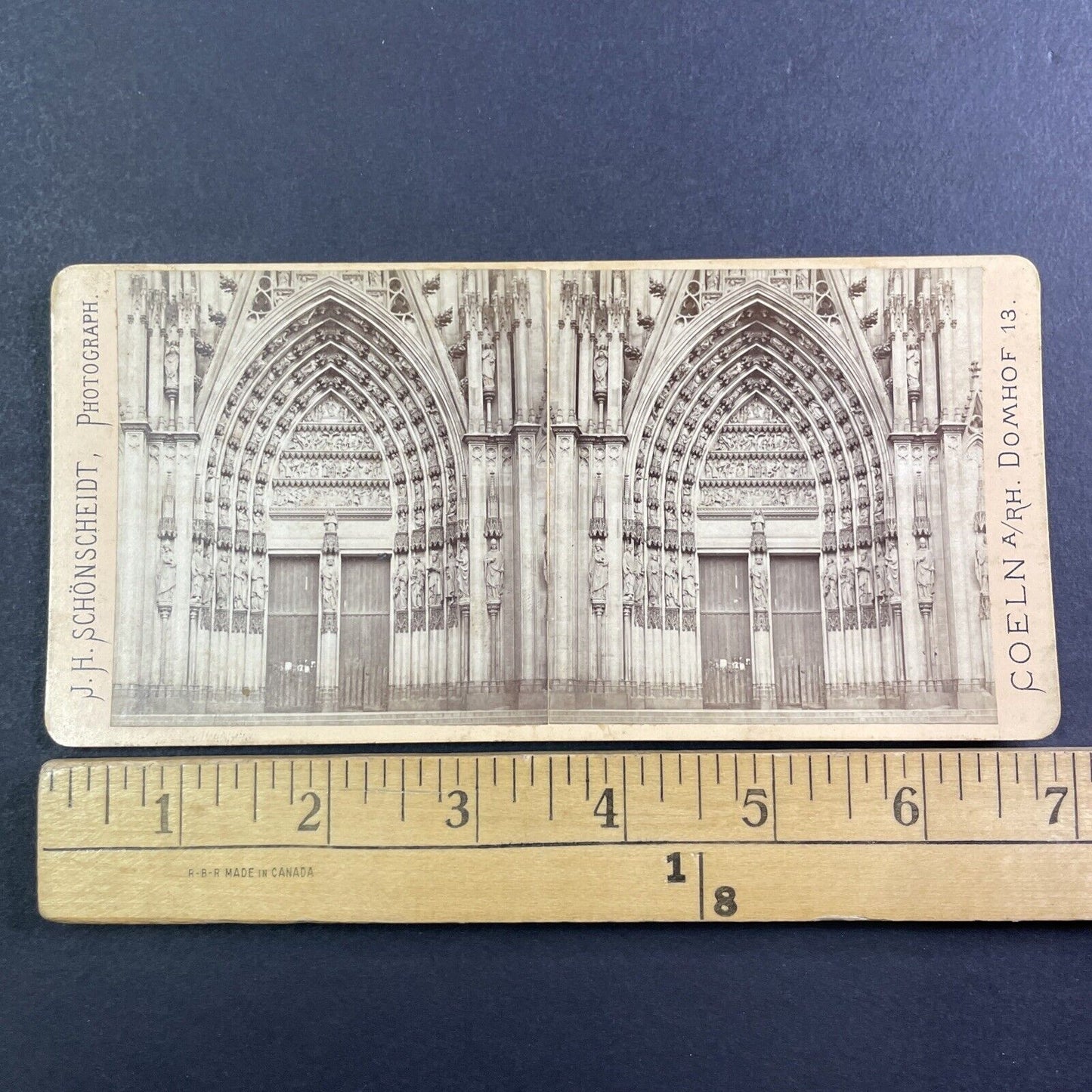 Cologne Cathedral Church Doors Germany Stereoview J.H. Schonscheidt c1880 Y148