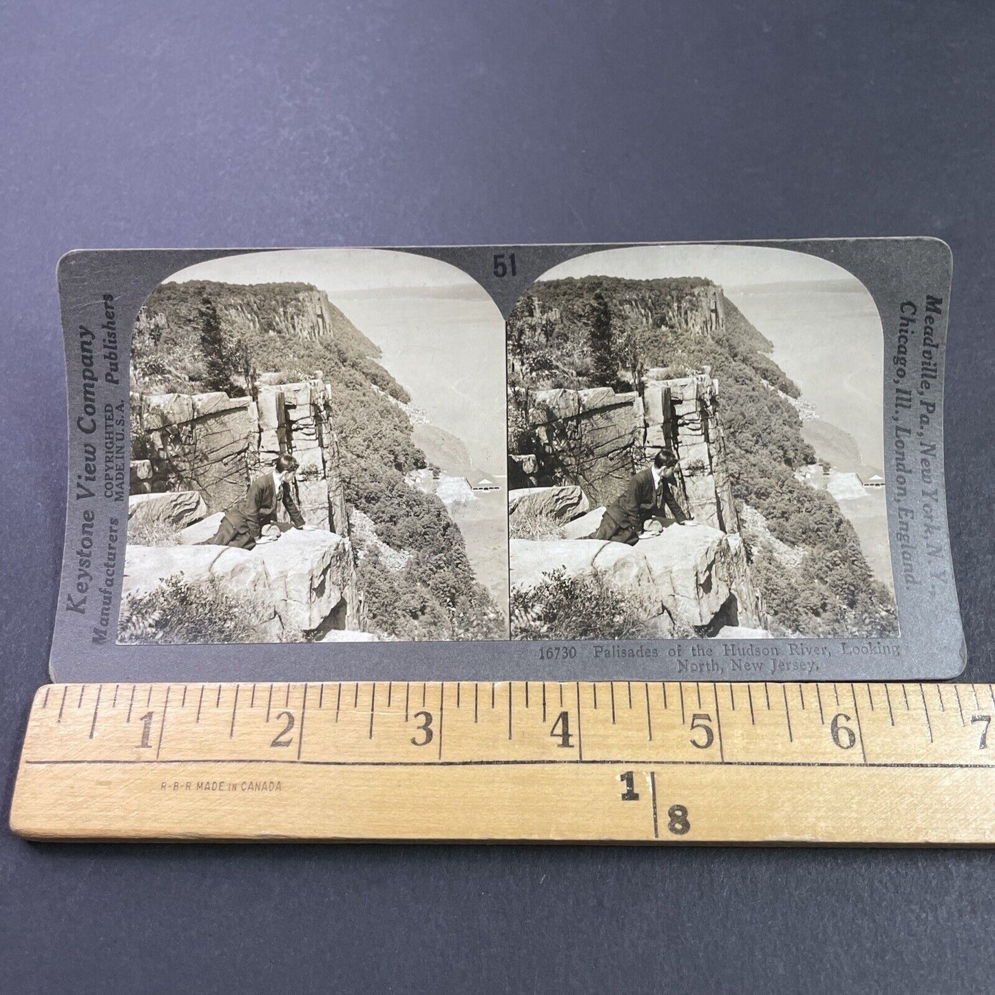 Antique 1920s The Palisades Cliff New Jersey Stereoview Photo Card P3673