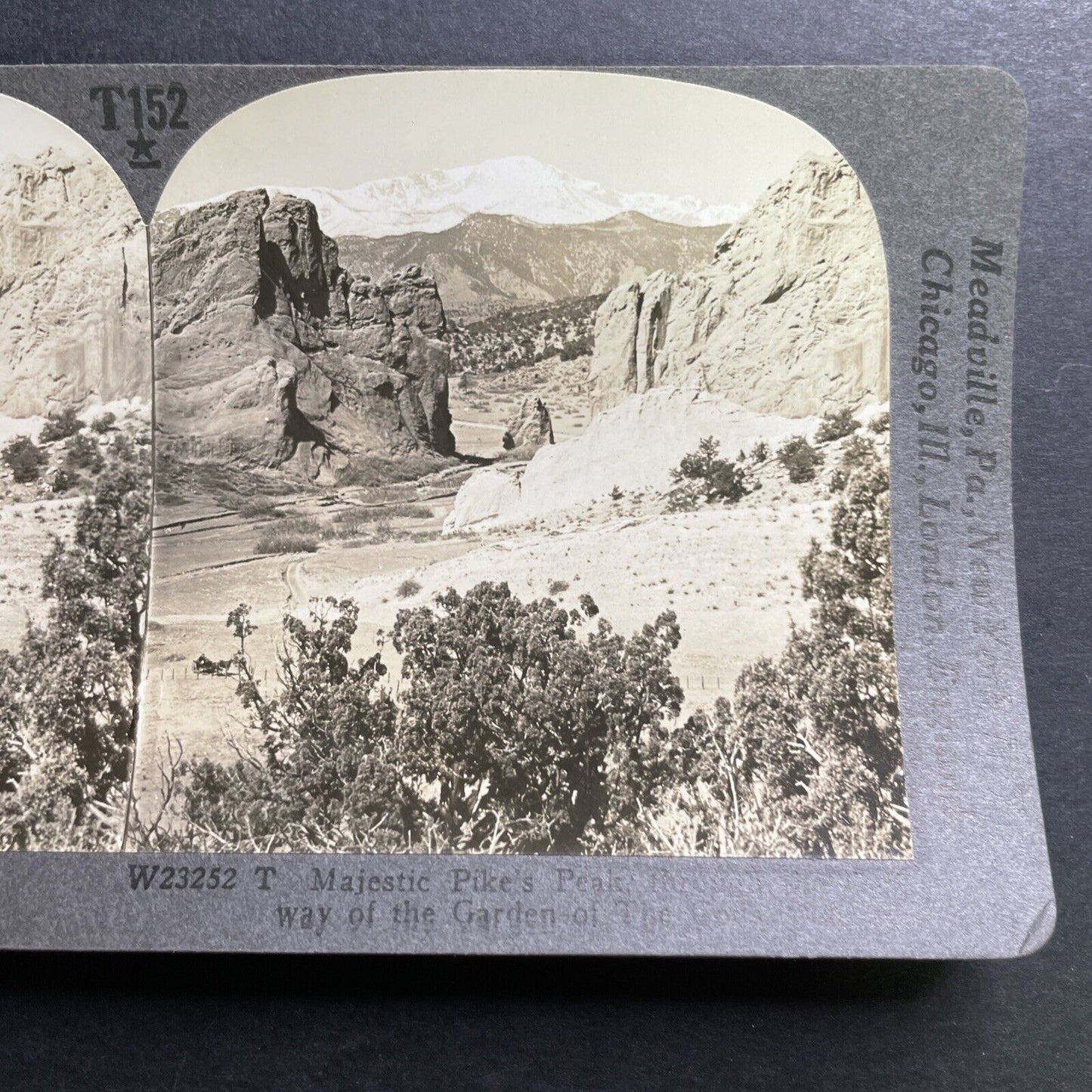 Antique 1918 Pikes Peak Mountain Colorado Stereoview Photo Card P1397