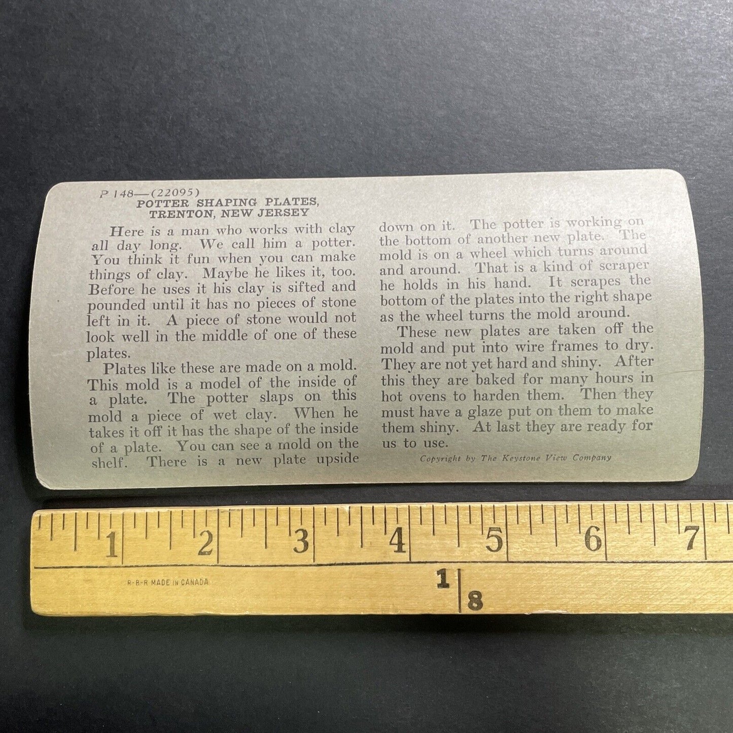 Antique 1918 Ceramic Plate Factory Trenton NJ Stereoview Photo Card P1439