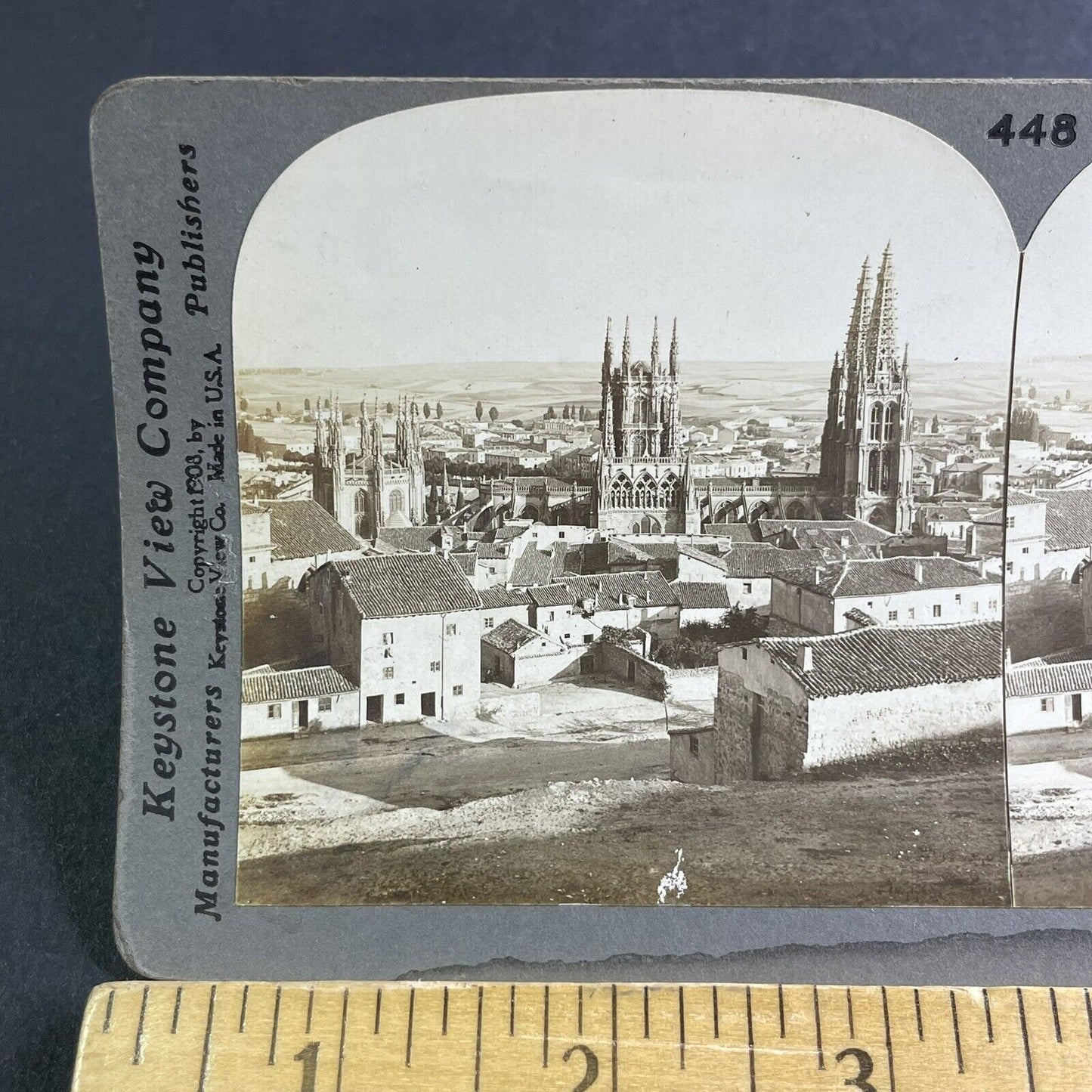Antique 1908 Burgos Spain City View Stereoview Photo Card P2215