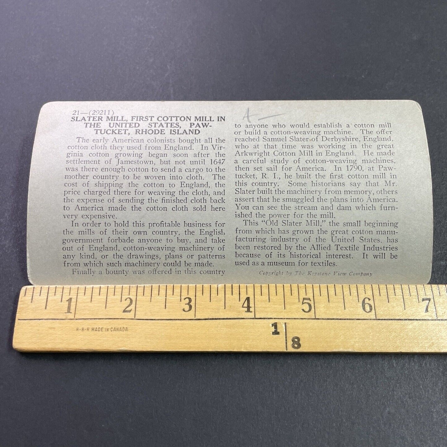 Antique 1910s Slater Cotton Mill Pawtucket RI Stereoview Photo Card P3714