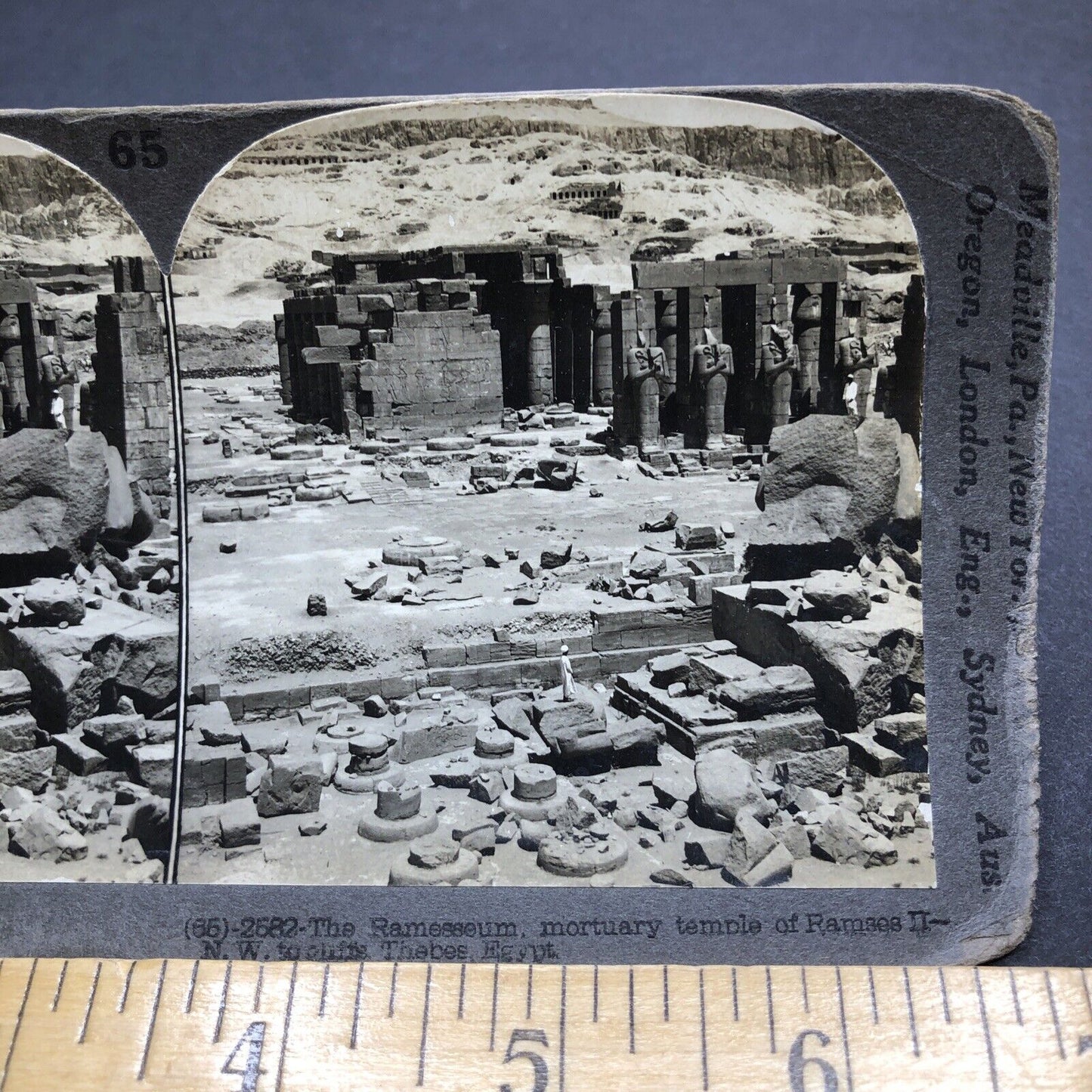 Antique 1910s Ramesseum Temple Luxor Egypt Stereoview Photo Card P2042