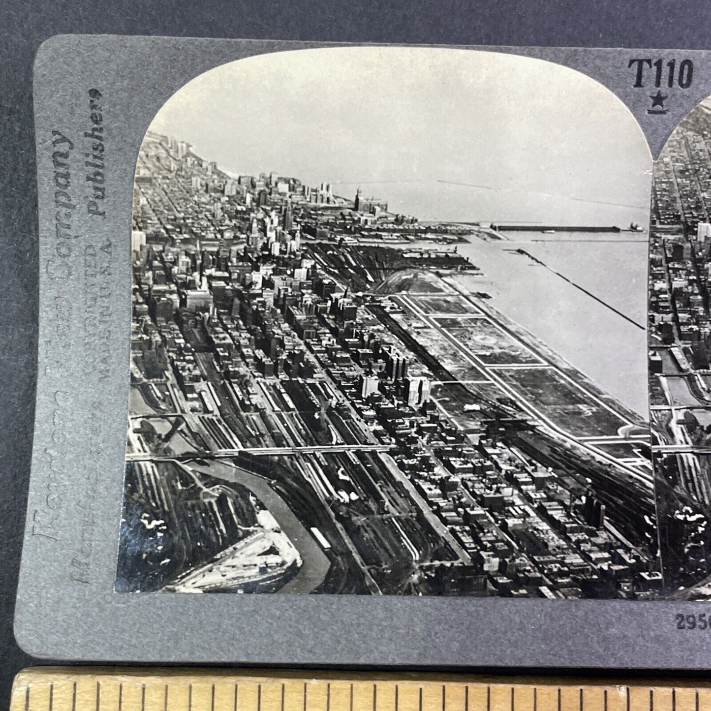 Chicago Illinois Aerial View Stereoview Antique c1920s Y982