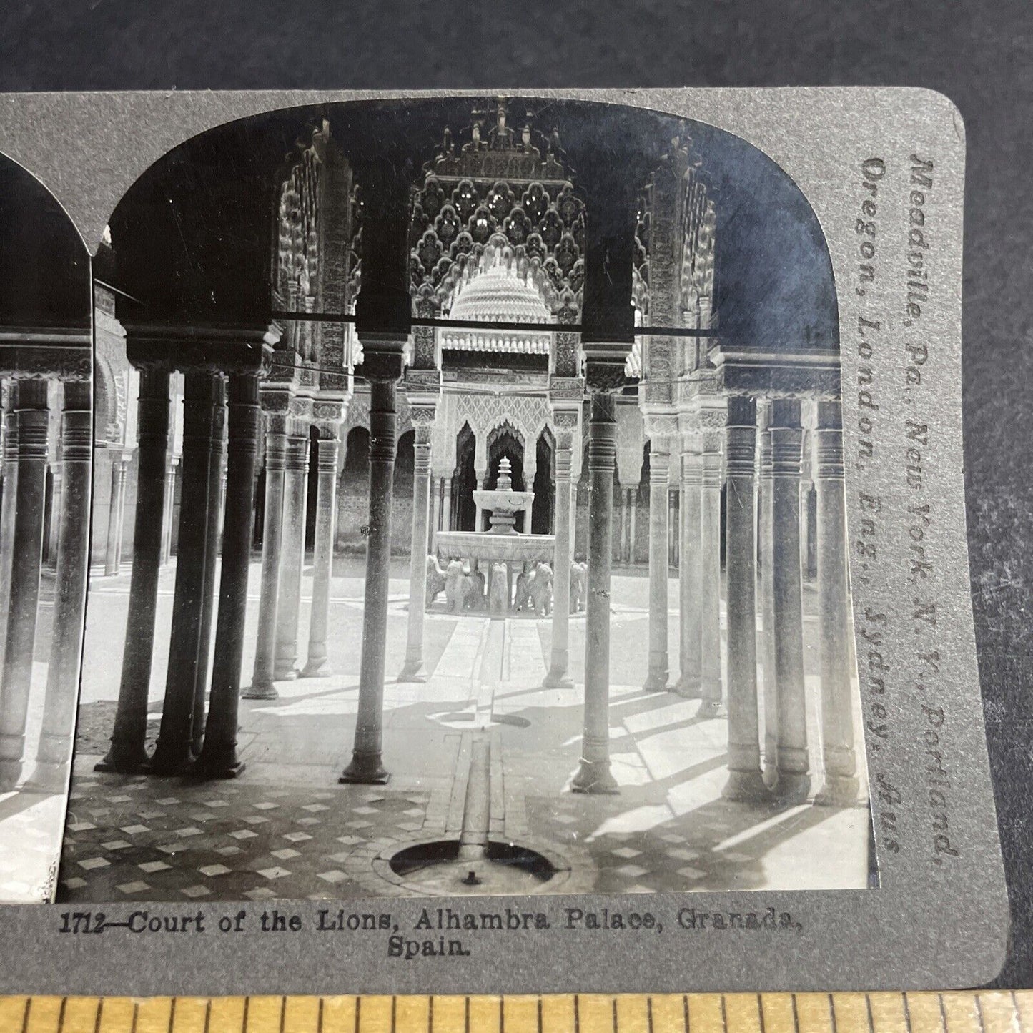 Antique 1909 Alhambra Palace Granada Spain Stereoview Photo Card P4671