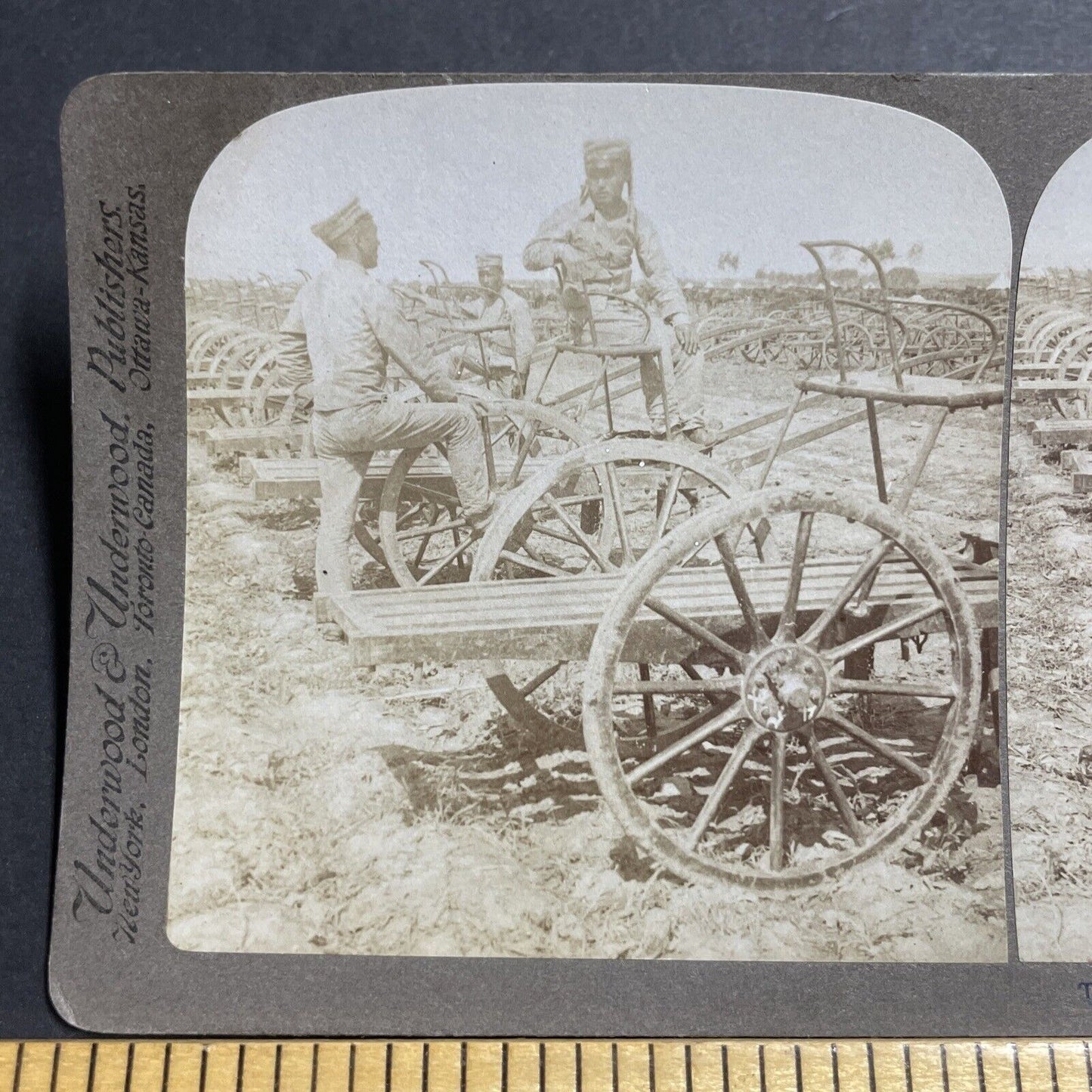 Antique 1904 Japanese Army Soldier Transport Units Stereoview Photo Card P1820