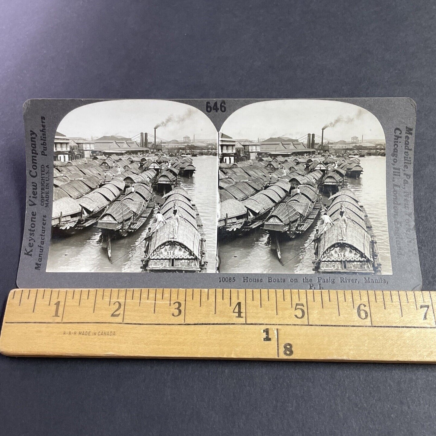 Antique 1910s Shipping Port Manila Philippines Stereoview Photo Card P3625