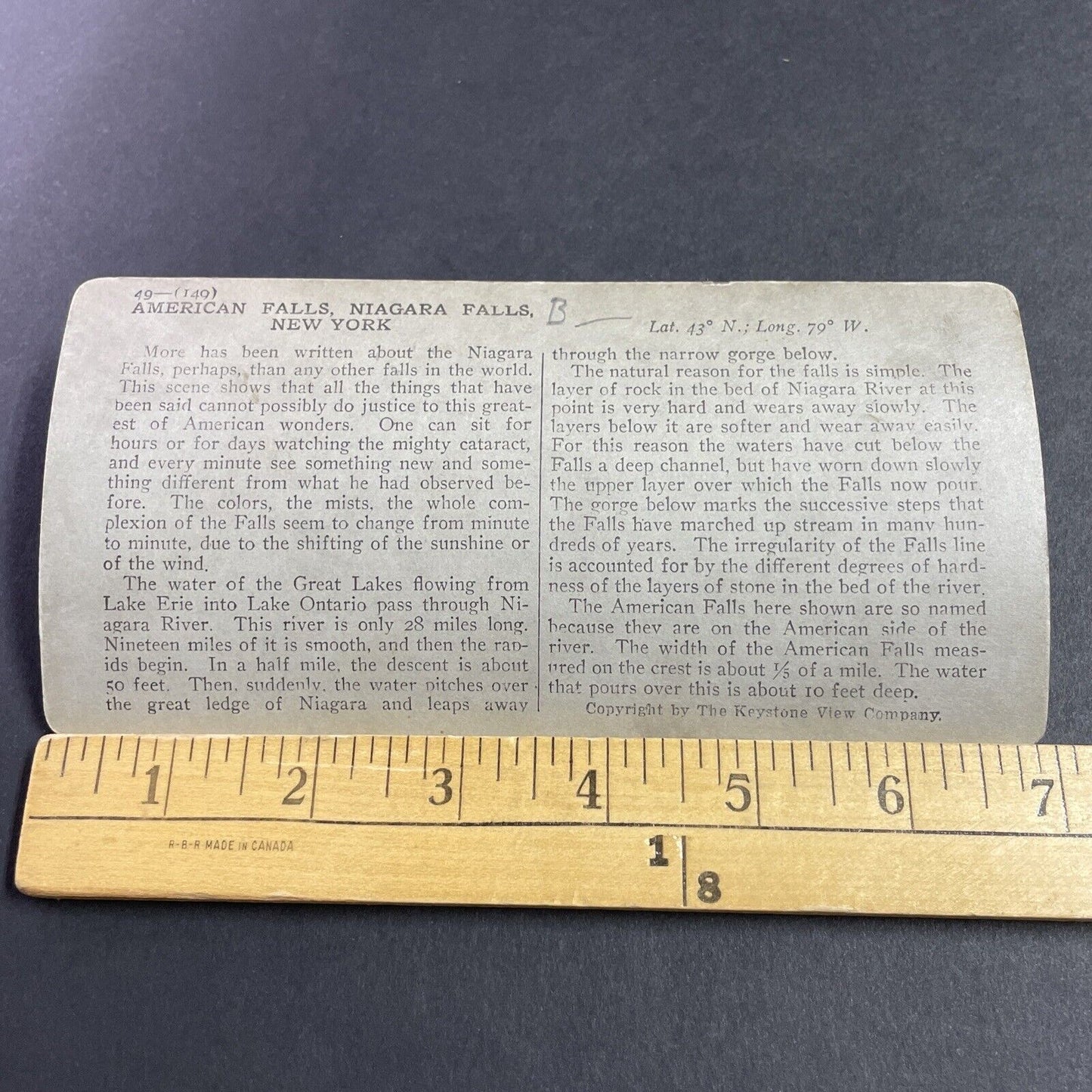 Antique 1910s Top Of Niagara Falls New York Stereoview Photo Card P3628