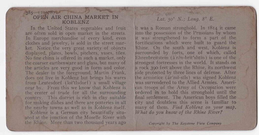 Antique 1903 Fine China Pottery Market In Koblenz Germany Photo Card P088