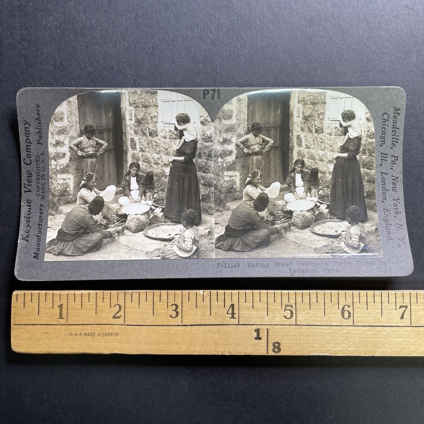 Antique 1909 Traditional Bread Making In Lebanon Stereoview Photo Card P1725