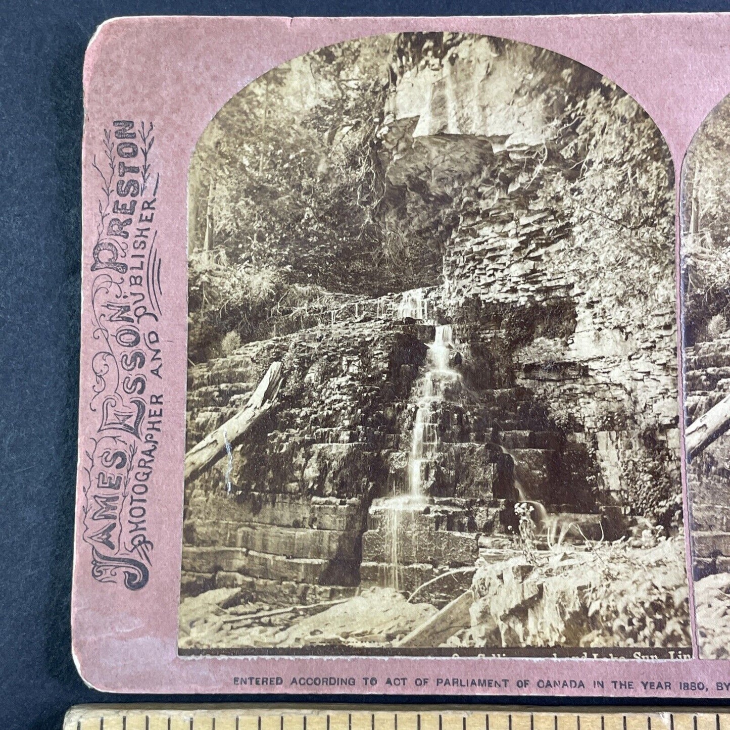 Jones Falls Pottawatami River Stereoview Owen Sound Ontario Antique c1880 X4179