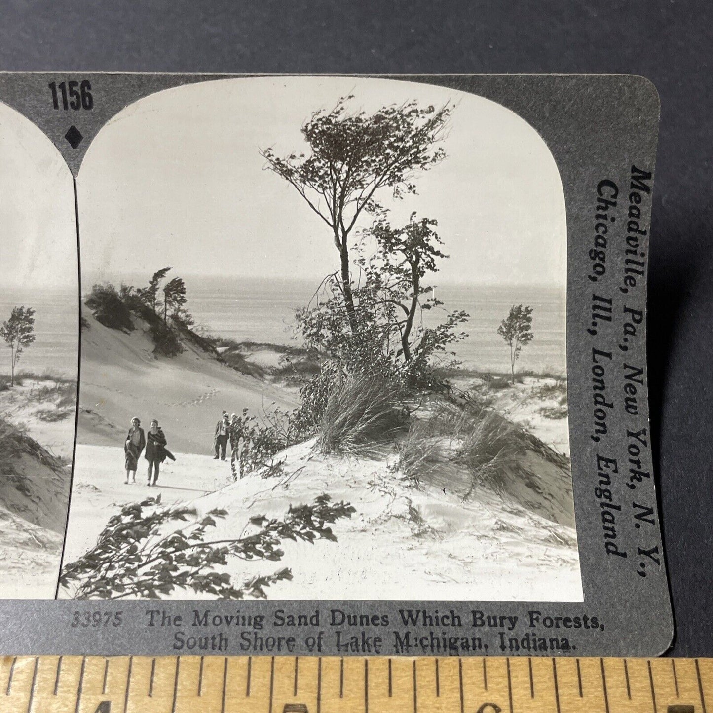 Antique 1920s Dune Acres Indiana Lake Michigan Stereoview Photo Card V2602