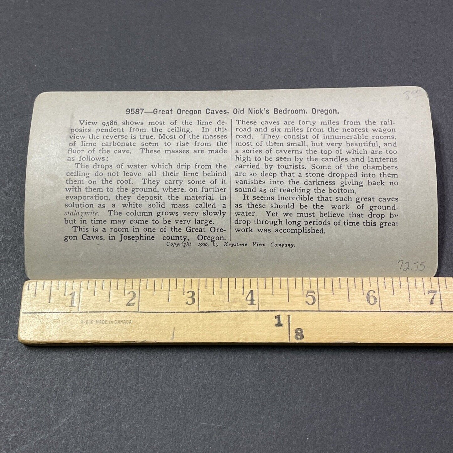 Antique 1906 Oregon Caves National Monument Stereoview Photo Card V1860
