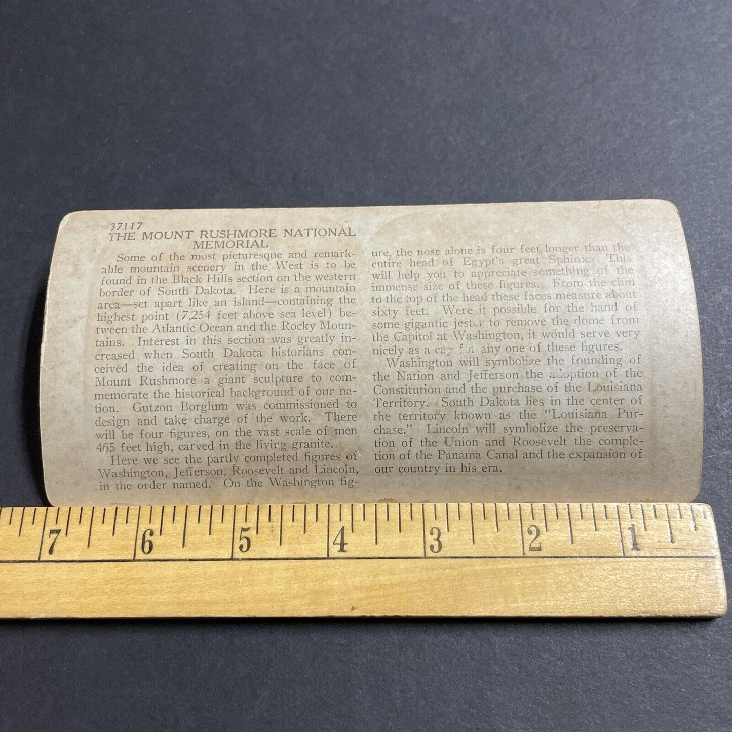 Antique 1930s Workers Carving Mount Rushmore Faces Stereoview Photo Card P4967