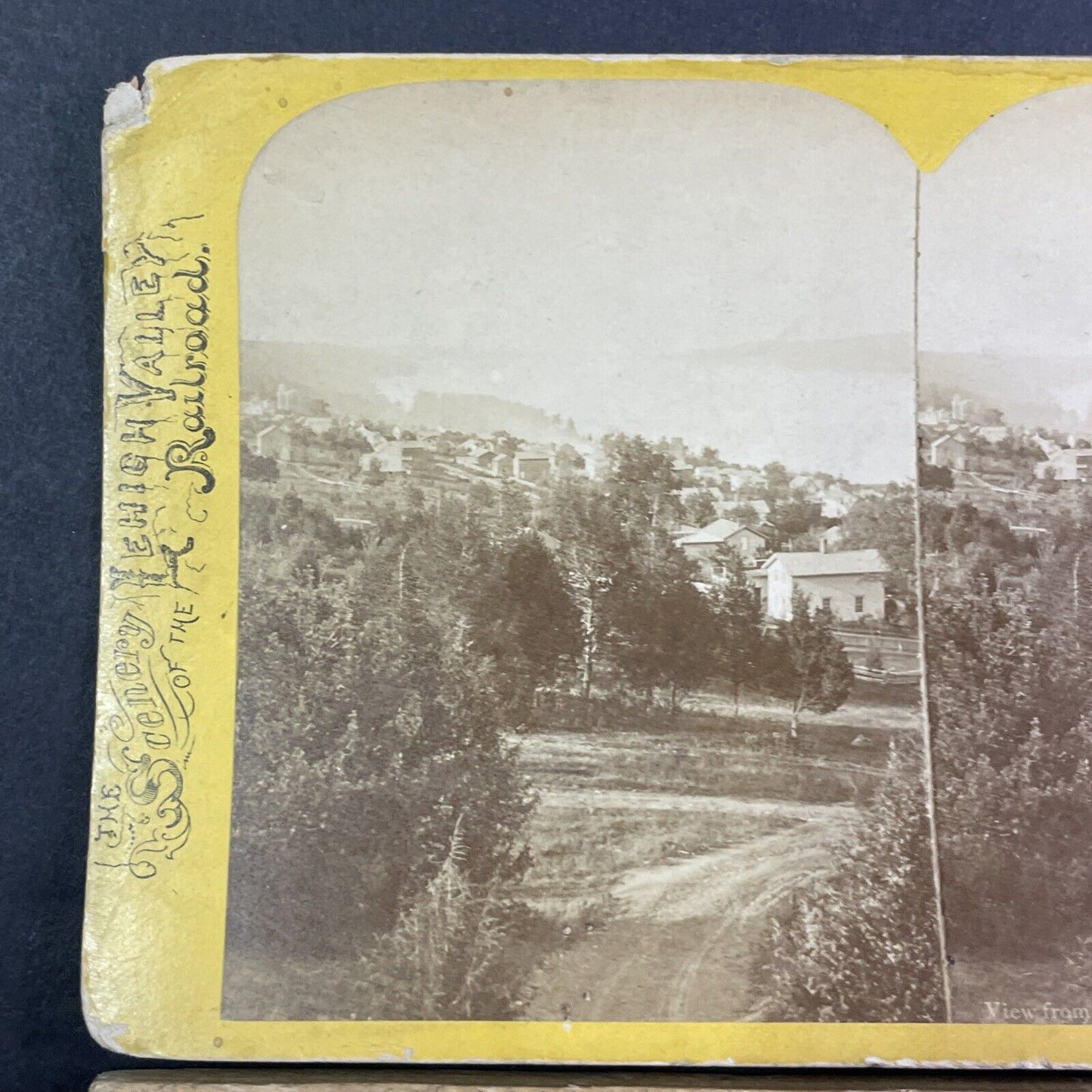 Lehigh Valley Railroad Stereoview City View Watkins Glen Antique c1870s Y2170