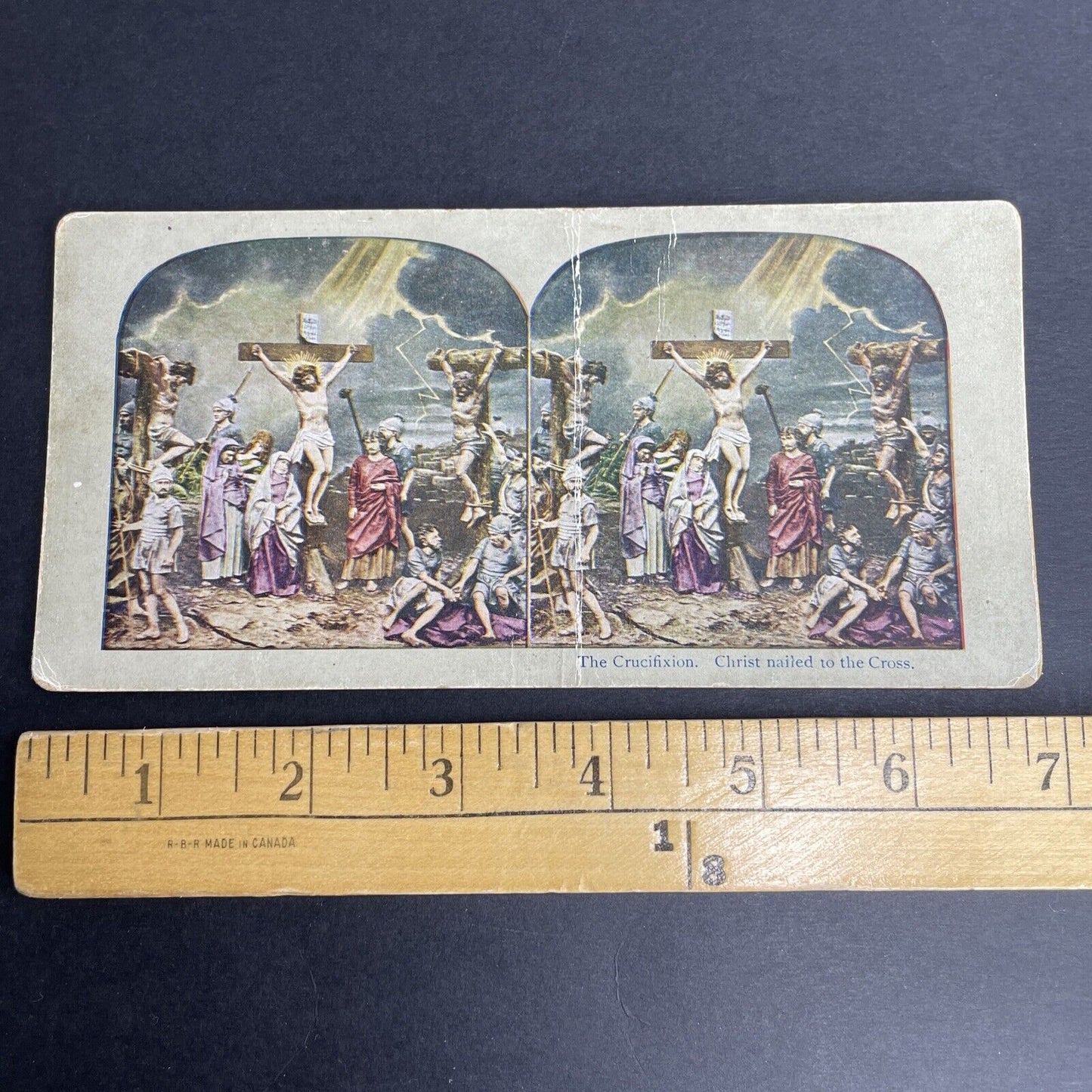 Antique 1902 Jesus Nailed To The Cross Crucifixion Stereoview Photo Card P1057