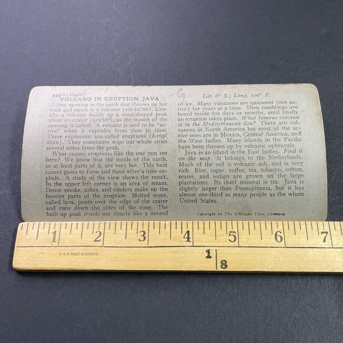 Antique 1910s Volcanic Explosion In Indonesia Volcano Stereoview Photo Card 3704