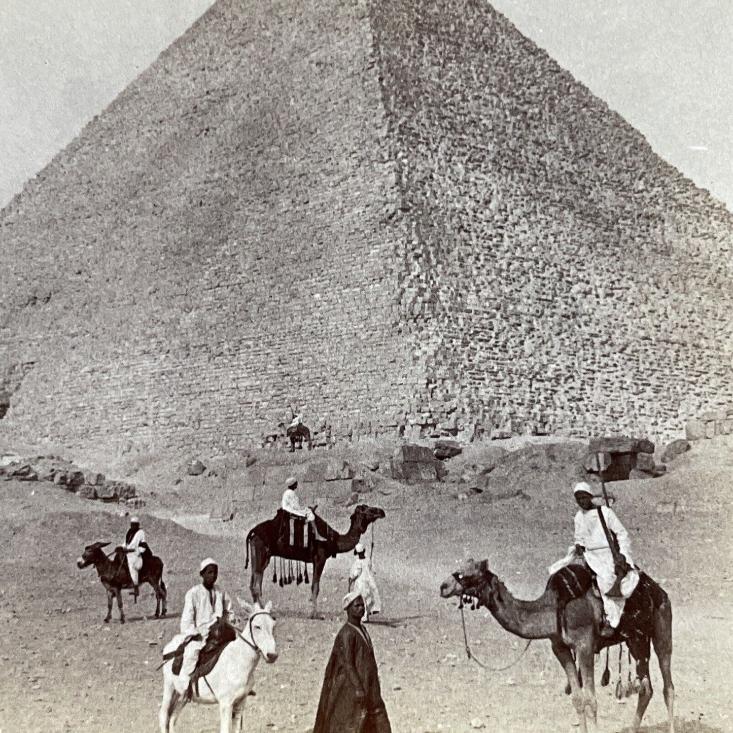Antique 1902 Great Pyramid Of Giza Egypt Stereoview Photo Card P4236