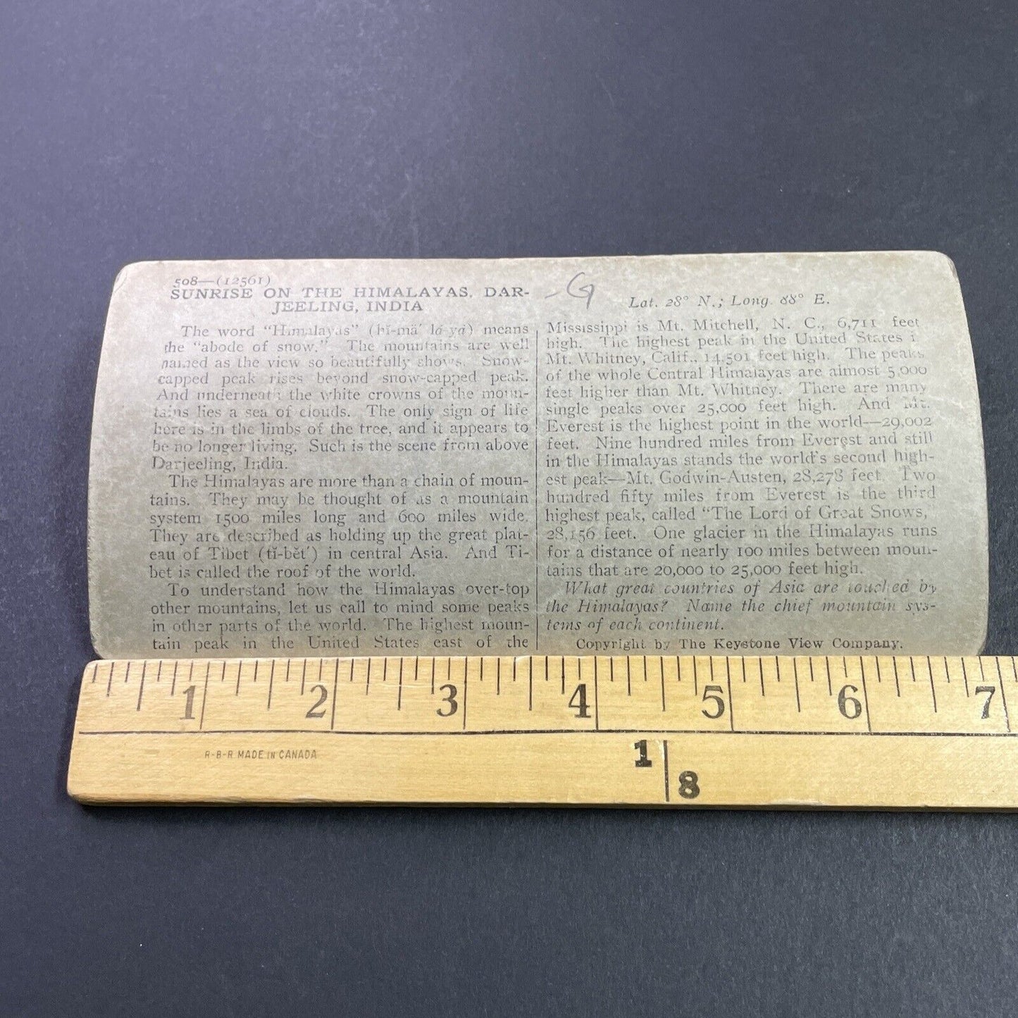 Antique 1910s The Himlayas Mountains Nepal Stereoview Photo Card P3699