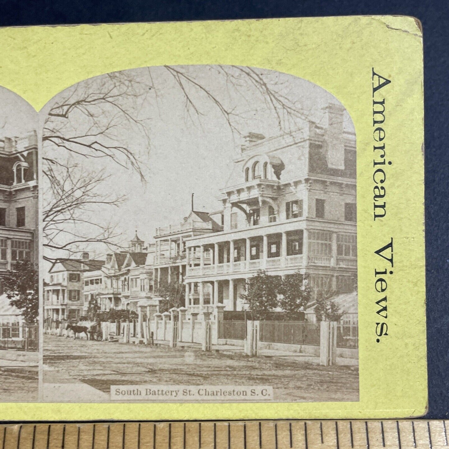 Antique 1870s South Battery Street Charleston SC Stereoview Photo Card P4880