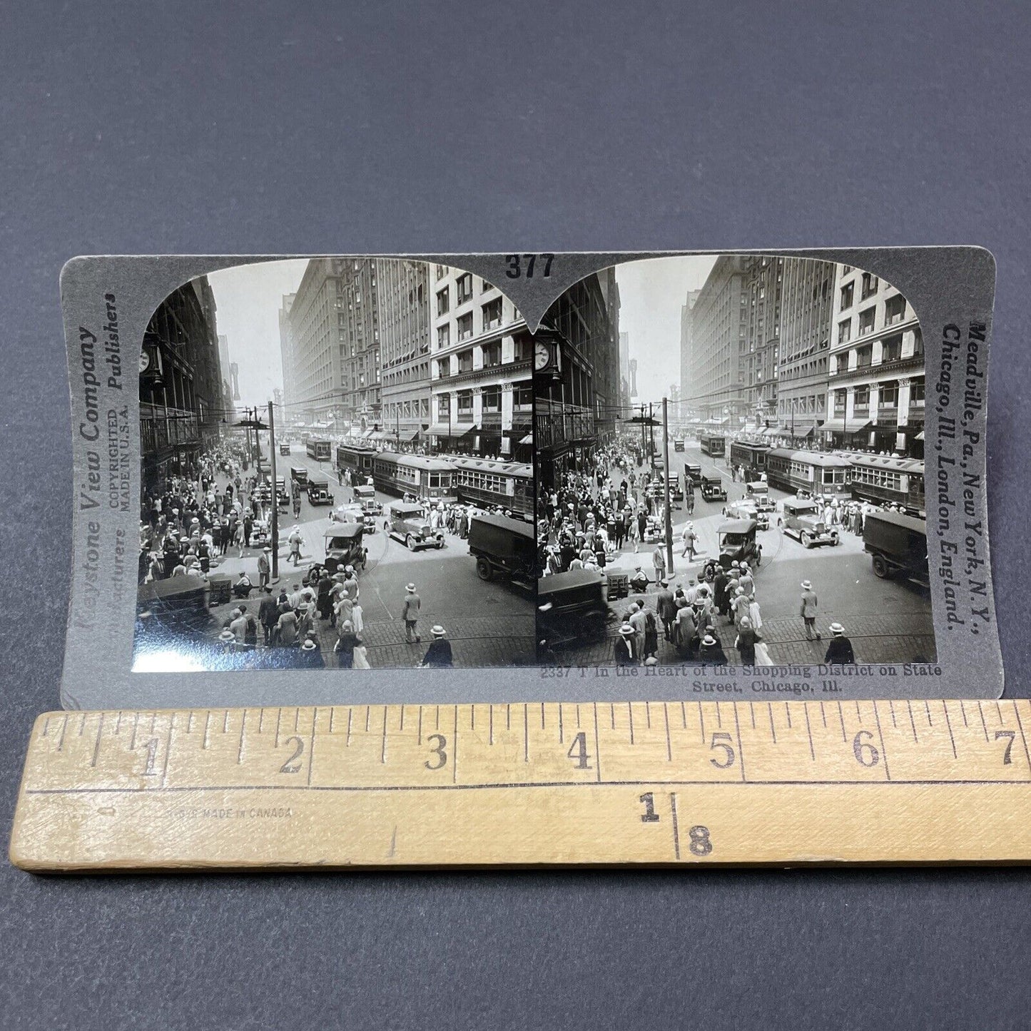 Antique 1920s Shopping On State Street Chicago Stereoview Photo Card V1869
