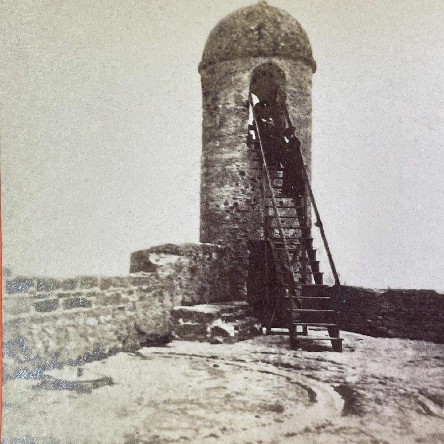 Sentry Tower Fort Marion Stereoview St. Augustine Florida Antique c1870s Y077