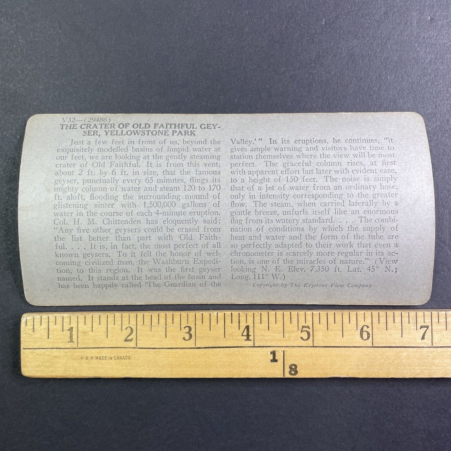 Old Faithful Geyser Yellowstone Park Wyoming Stereoview Antique c1910s Y1191