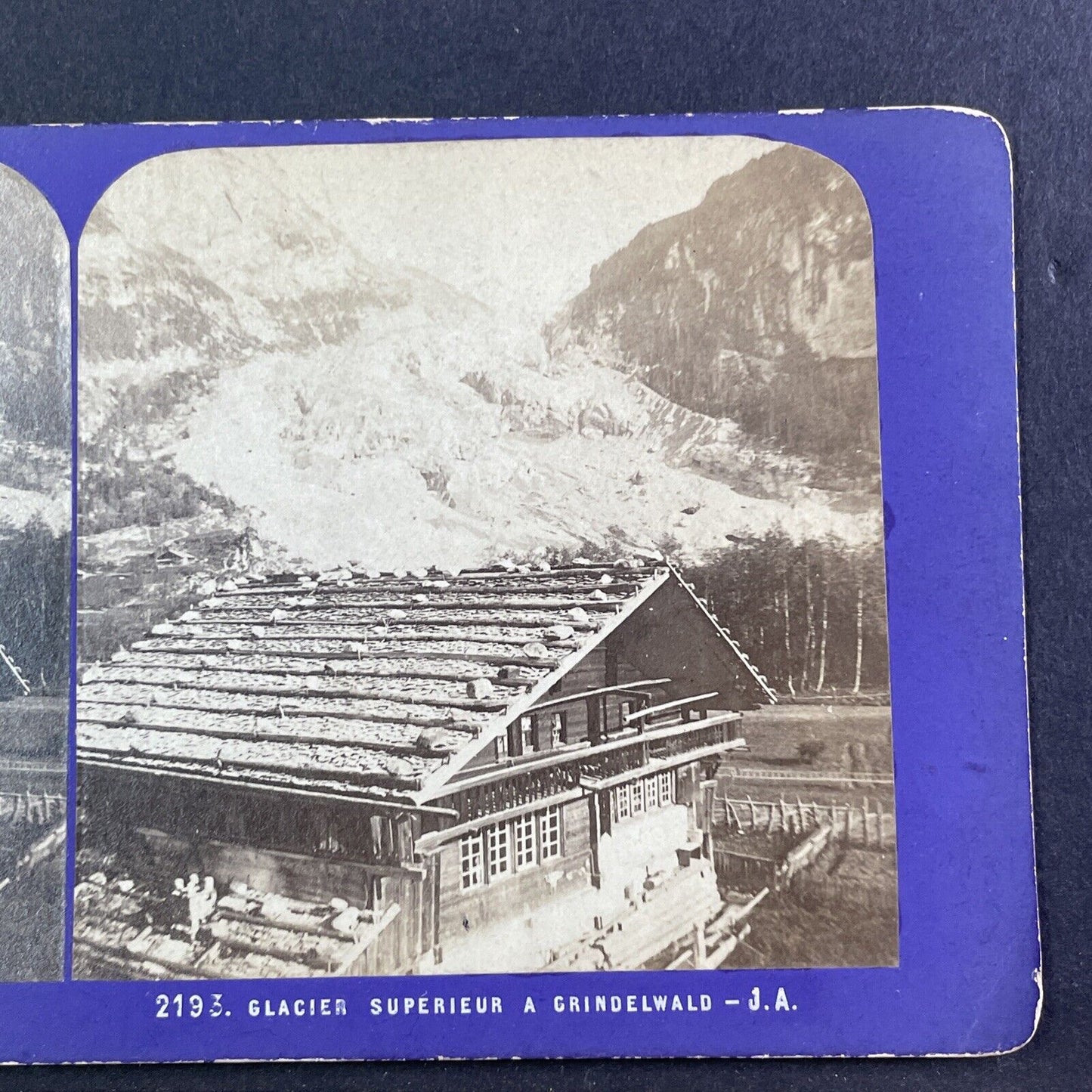 Swiss Chalet Grindelwald Glacier Stereoview Jean Andrieu Antique c1870s X3715