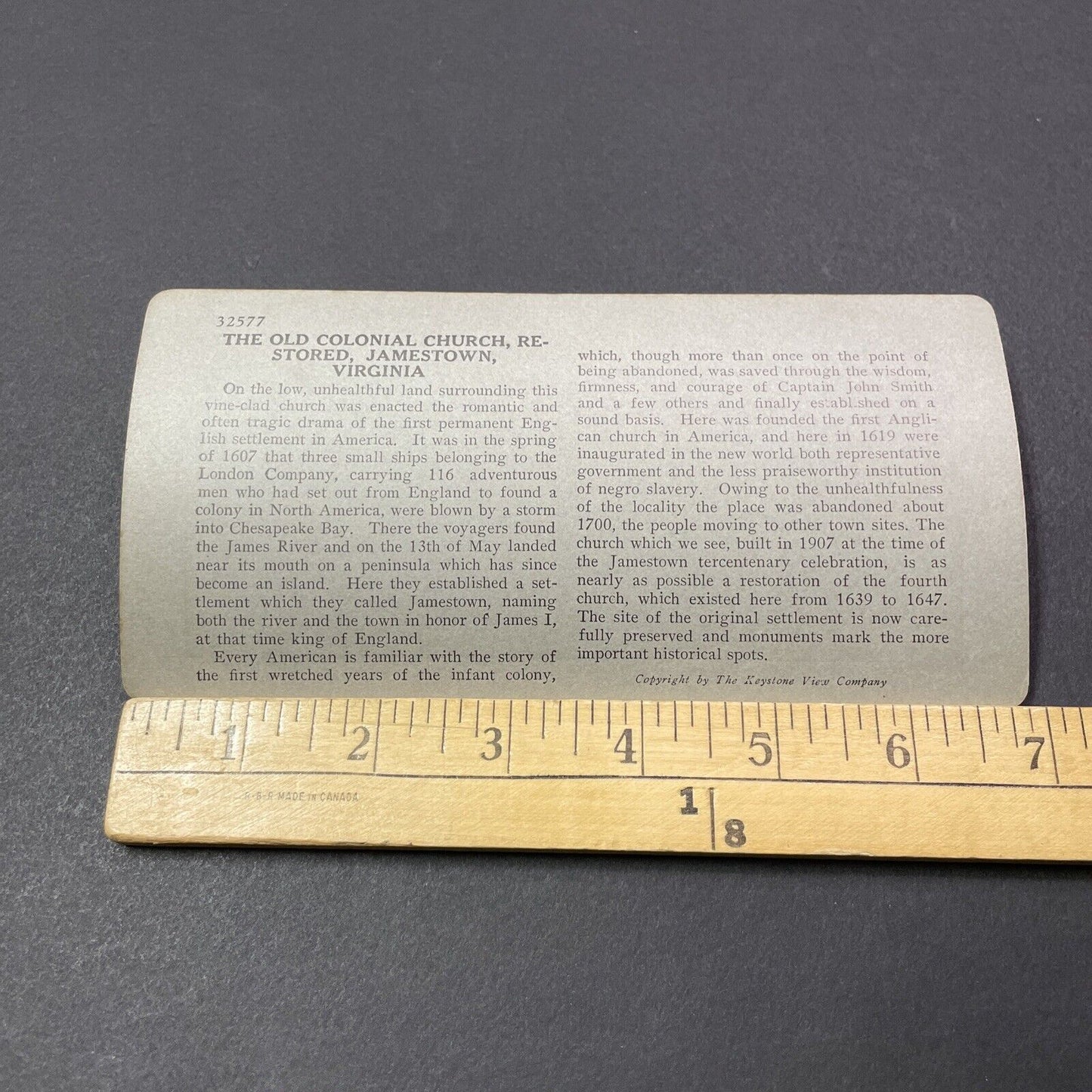 Antique 1910s Old Colonial Church Jamestown Virginia Stereoview Photo Card V2189