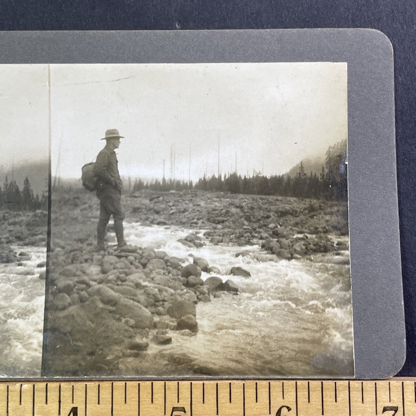 Kenai Alaska Stereoview Hunter Fisherman Ranger Antique c1910 X1606