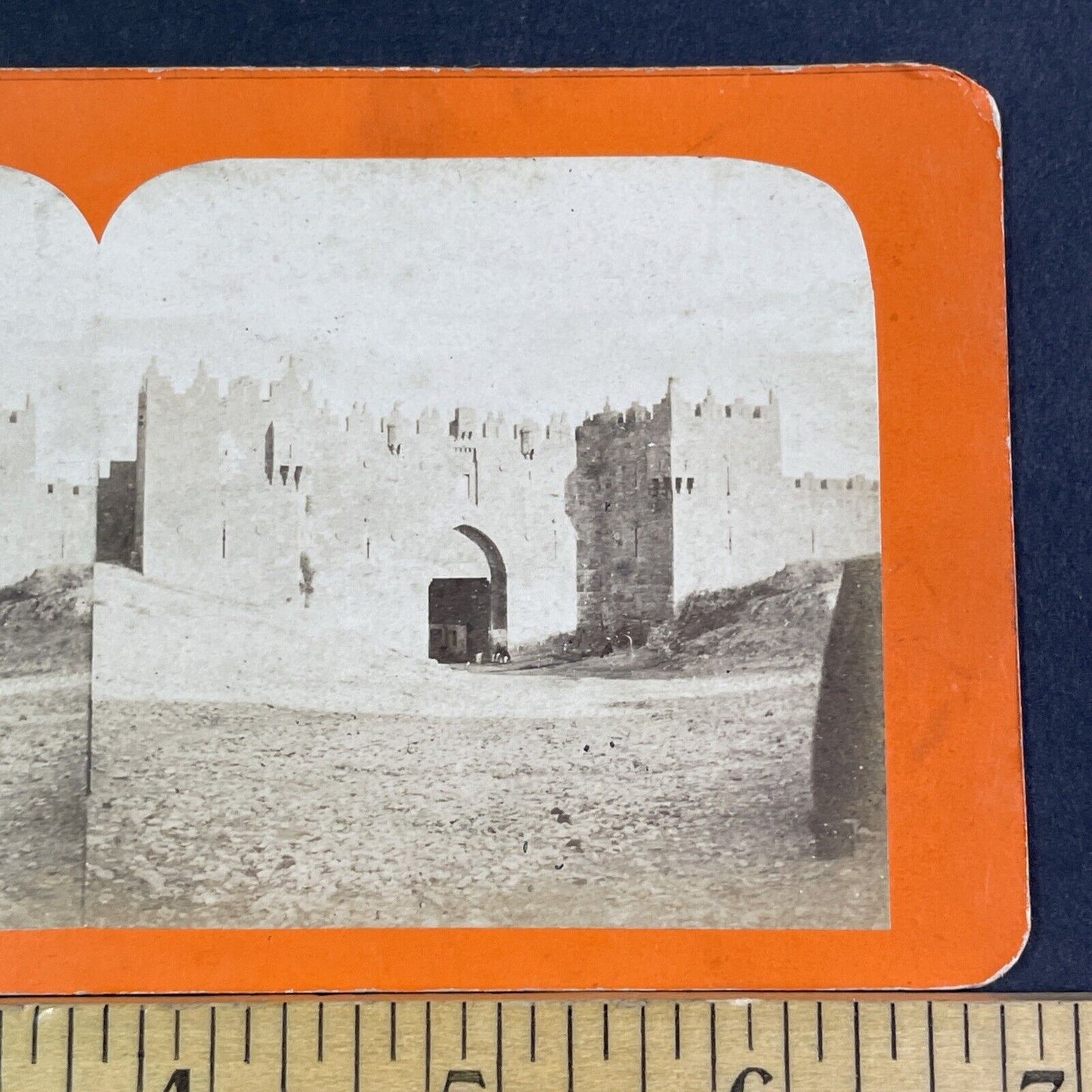 Damascus Gate Jerusalem Israel Stereoview Louis Rabaud Antique c1860 X3186