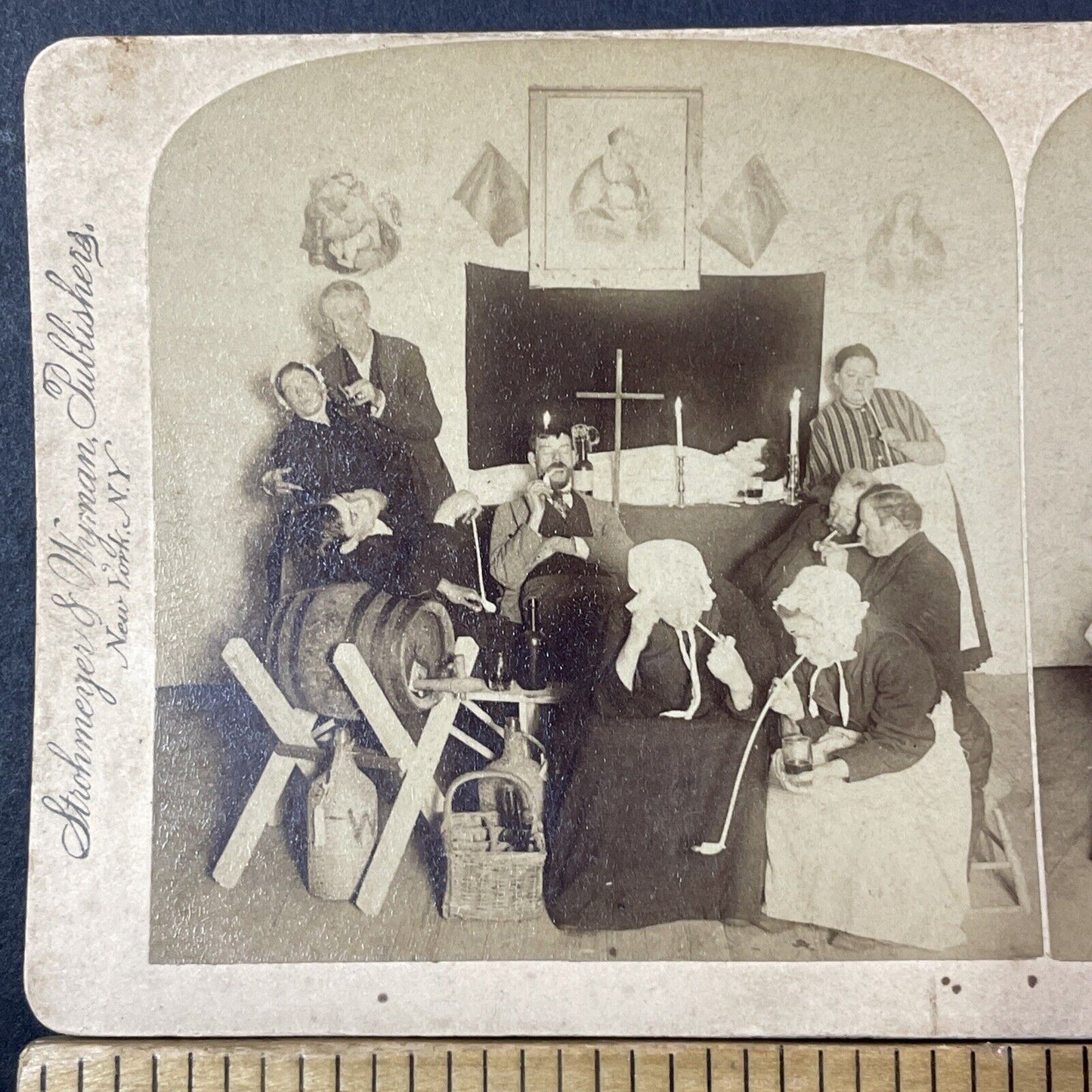 Funeral For A Man Stereoview Photo Card Strohmyer & Wyman Antique c1894 X1239