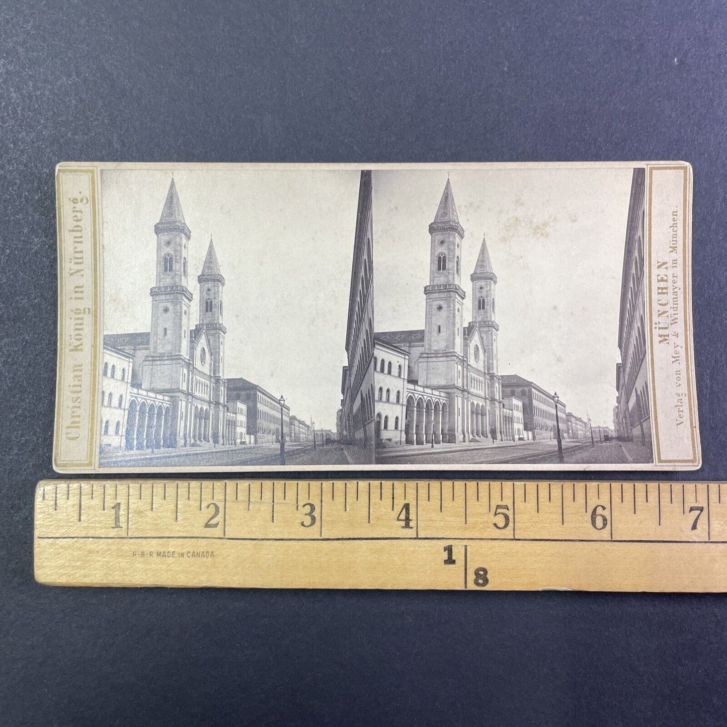 Munich Cathedral Church Germany Stereoview Christian Koenig Antique c1860s Y2183
