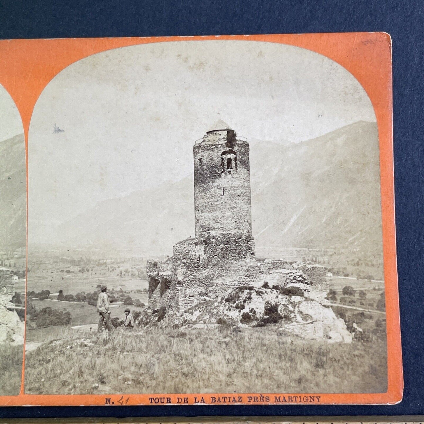 La Batiaz Castle Before Repairs Stereoview Switzerland Antique c1865 X3609