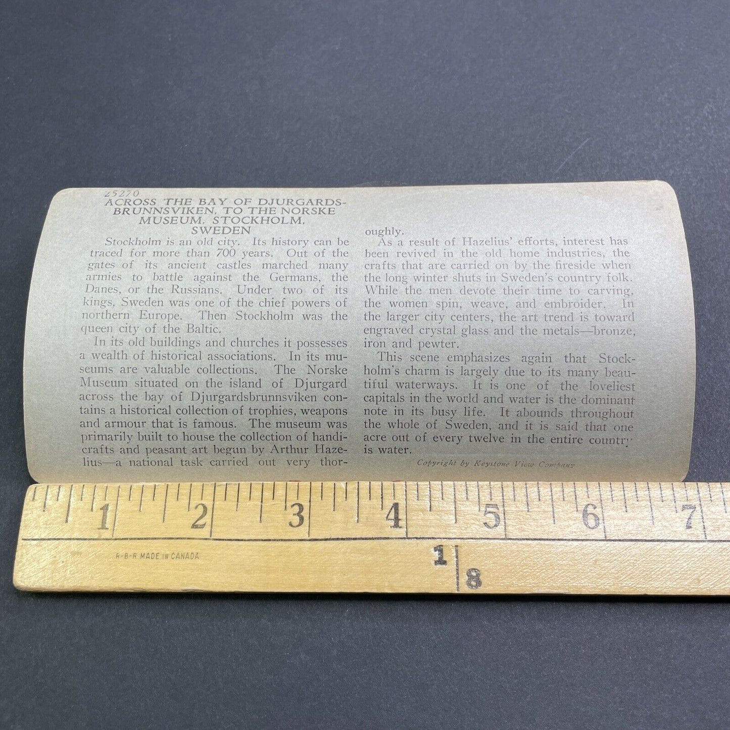 Antique 1920s Djurgardsbrunnsviken Stockholm Sweden Stereoview Photo Card P1949
