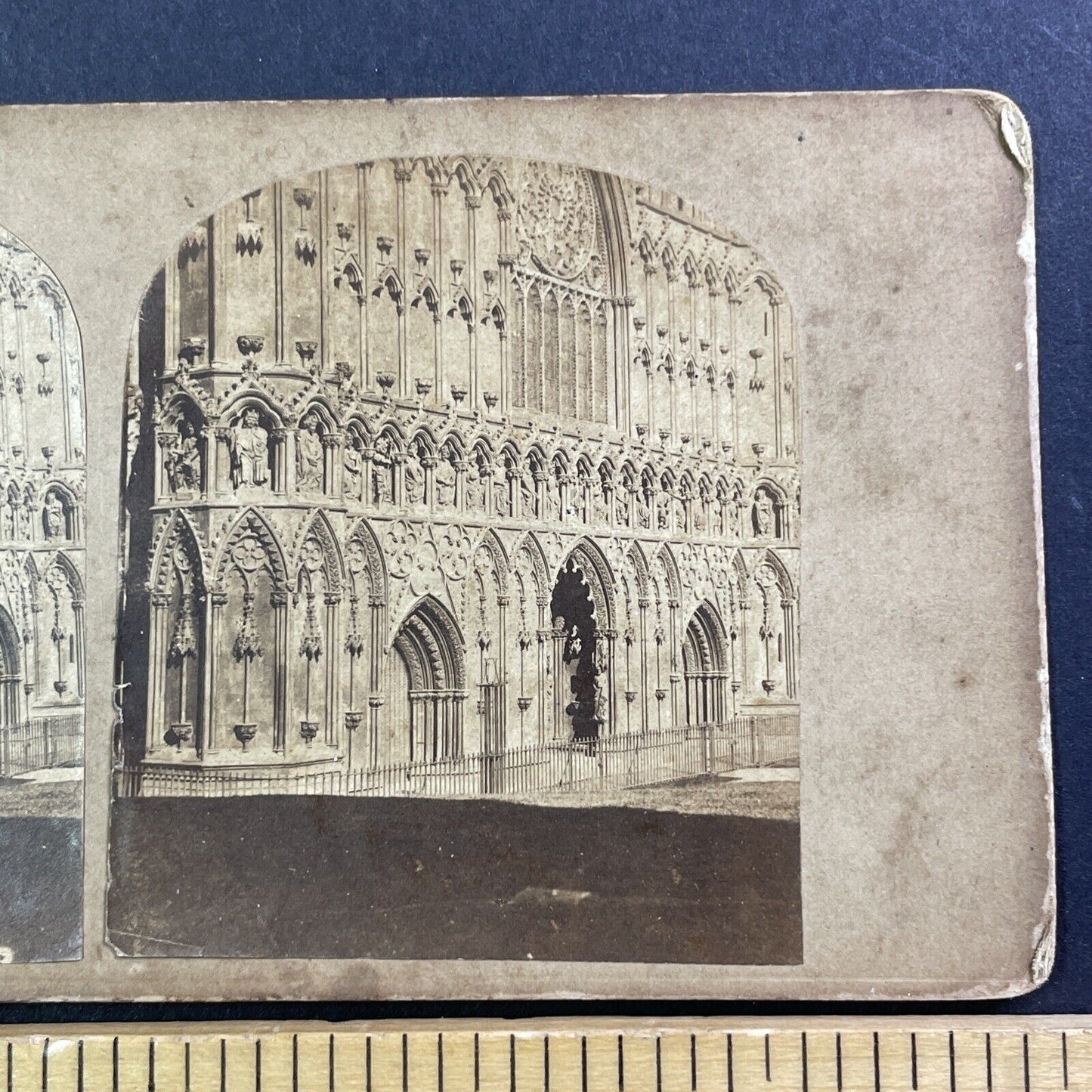 Lichfield Cathedral Church Stereoview Cheapside London Antique c1850s Y005