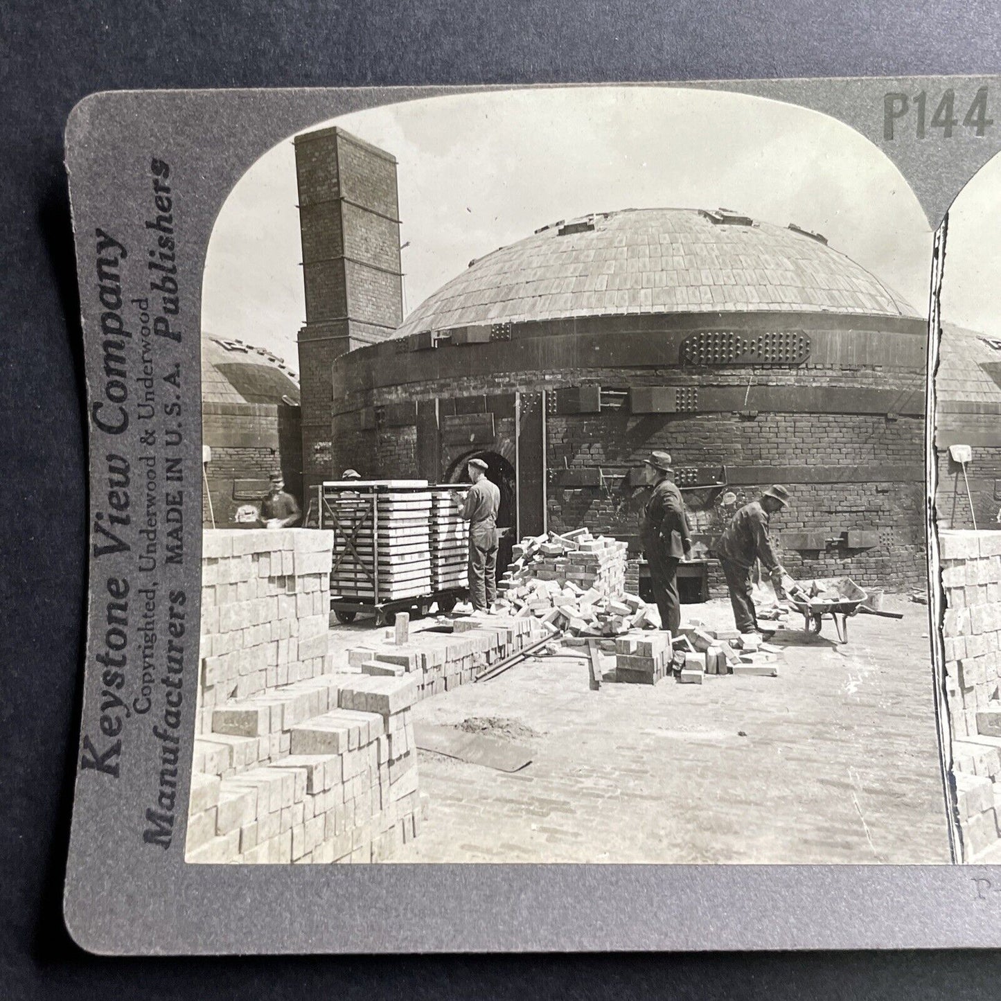 Antique 1910 Brick Making Factory Aldershot Ontario Stereoview Photo Card P1516
