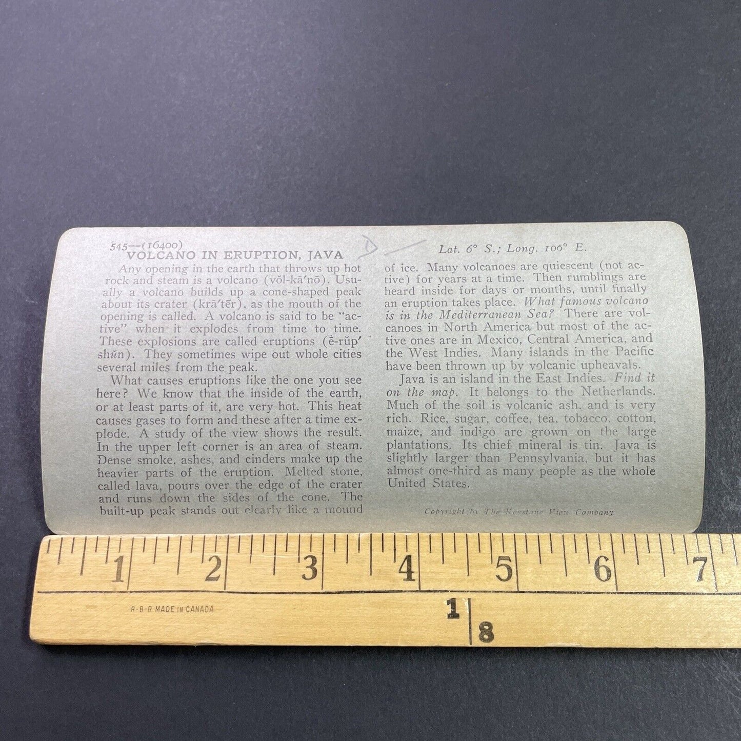Antique 1910s Exploding Volcano Disaster Indonesia Stereoview Photo Card P3742